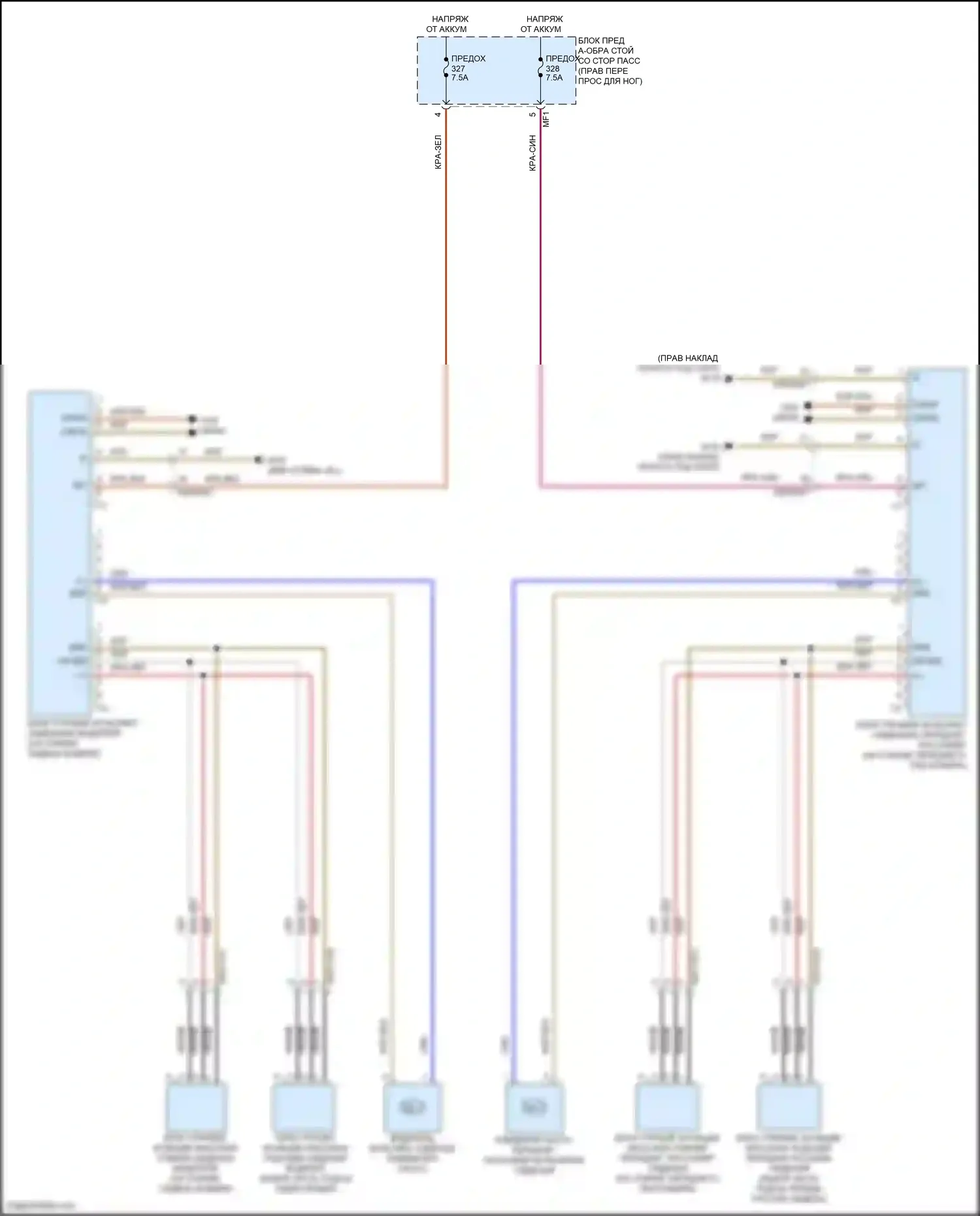 Maybach GLS-класс Mercedes-Benz X167 (2019-2023): Электросхема переднего мультиконтурного сиденья 
