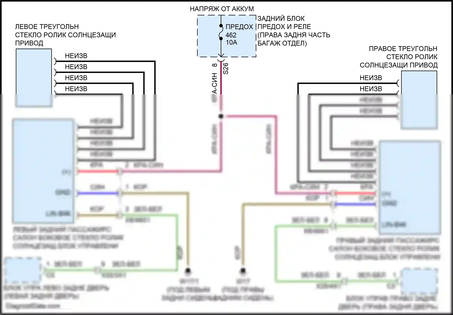 Maybach GLS-класс Mercedes-Benz X167 (2019-2023): Электросхема солнцезащитного козырька заднего стекла 