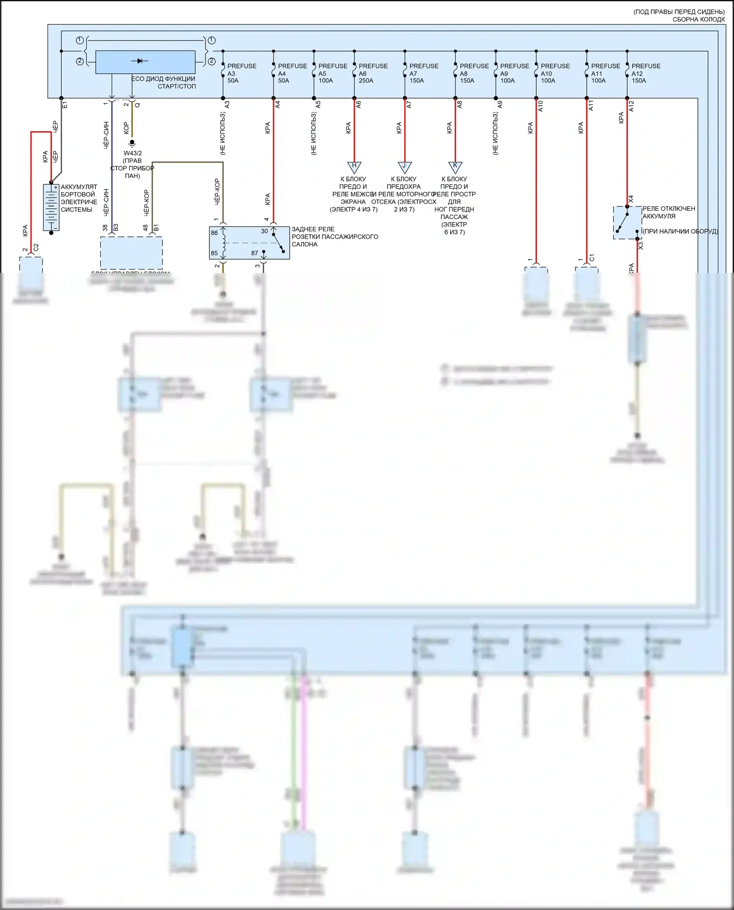 Metris Mercedes-Benz W447 (2015-2024): Электросхема блока предохранителей реле (1 из 7) 