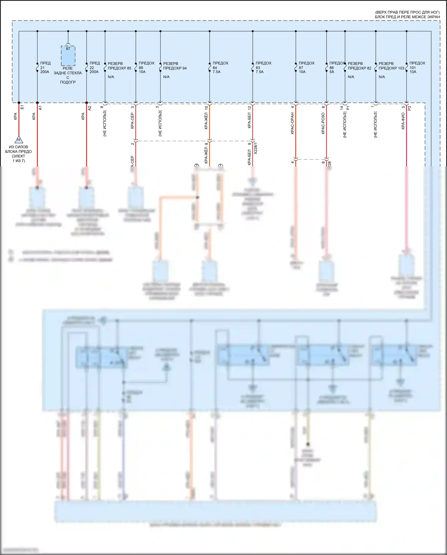 Metris Mercedes-Benz W447 (2015-2024): Электросхема блока предохранителей реле (4 из 7) 