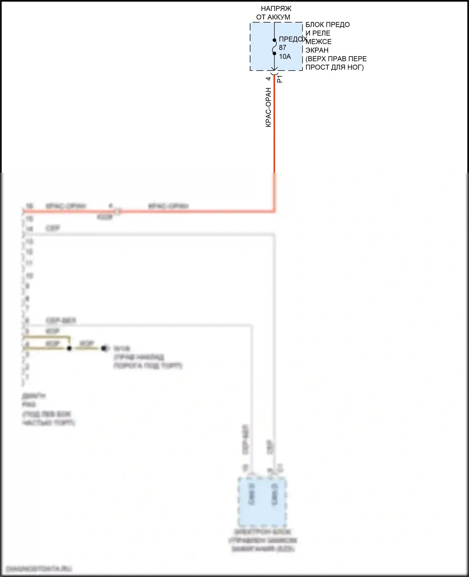 Metris Mercedes-Benz W447 (2015-2024): Электросхема диагностического разхъема 