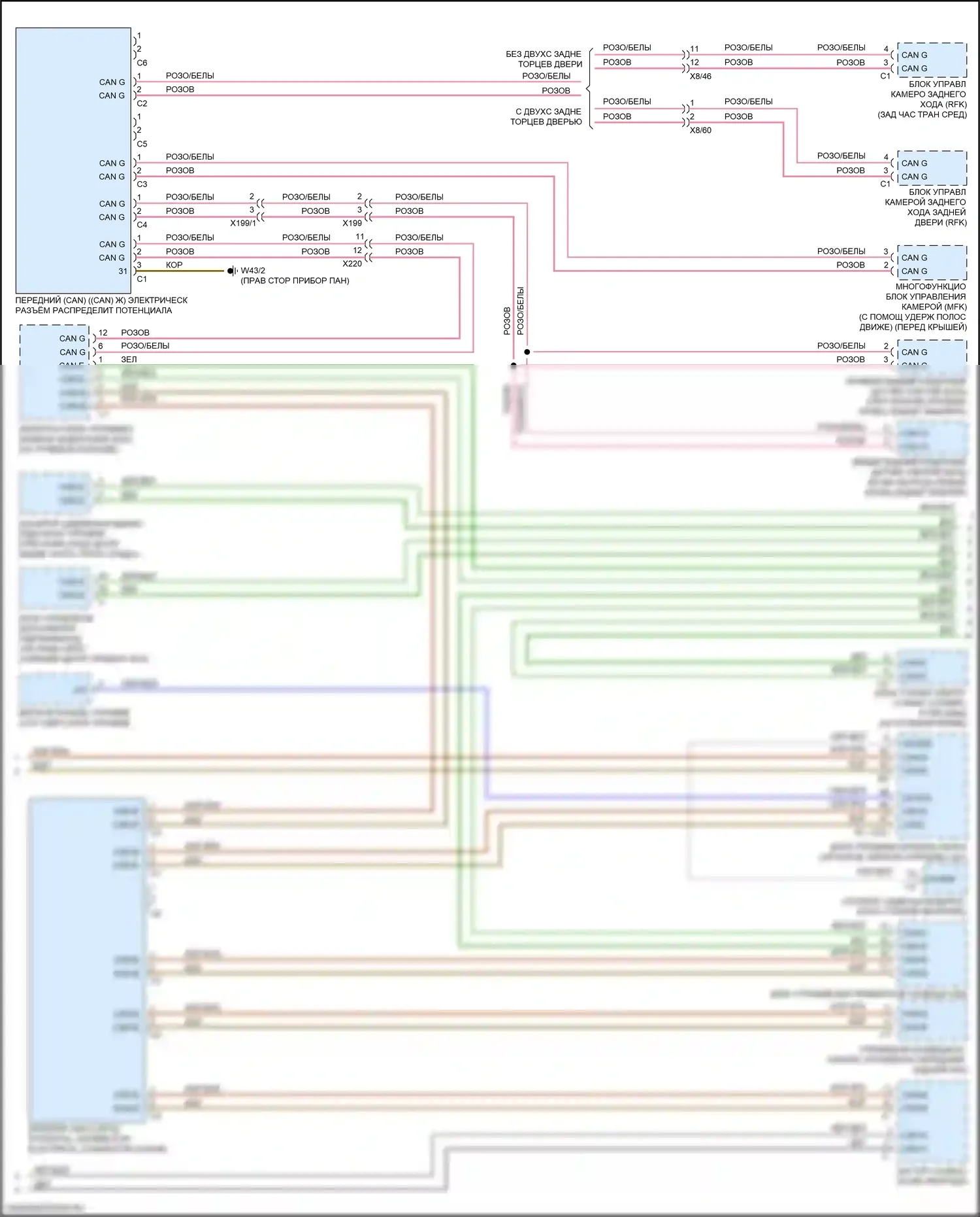 Metris Mercedes-Benz W447 (2015-2024): Электросхема шины высокого/низкого уровня (2 из 3) 