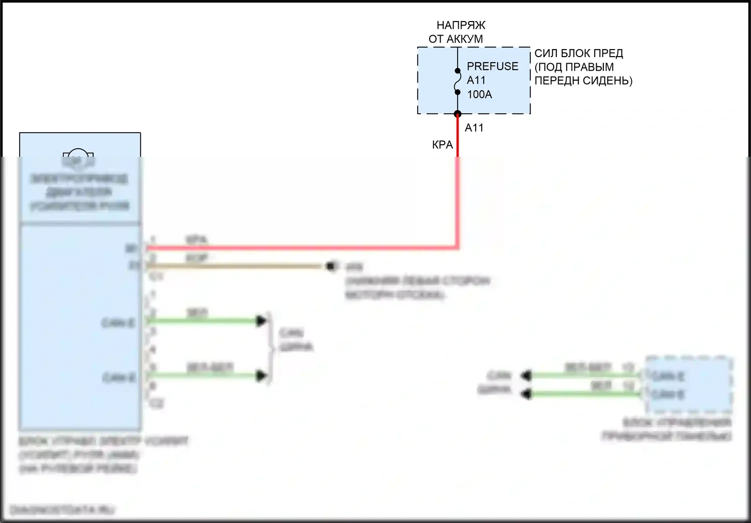 Metris Mercedes-Benz W447 (2015-2024): Электросхема электроусилителя руля 