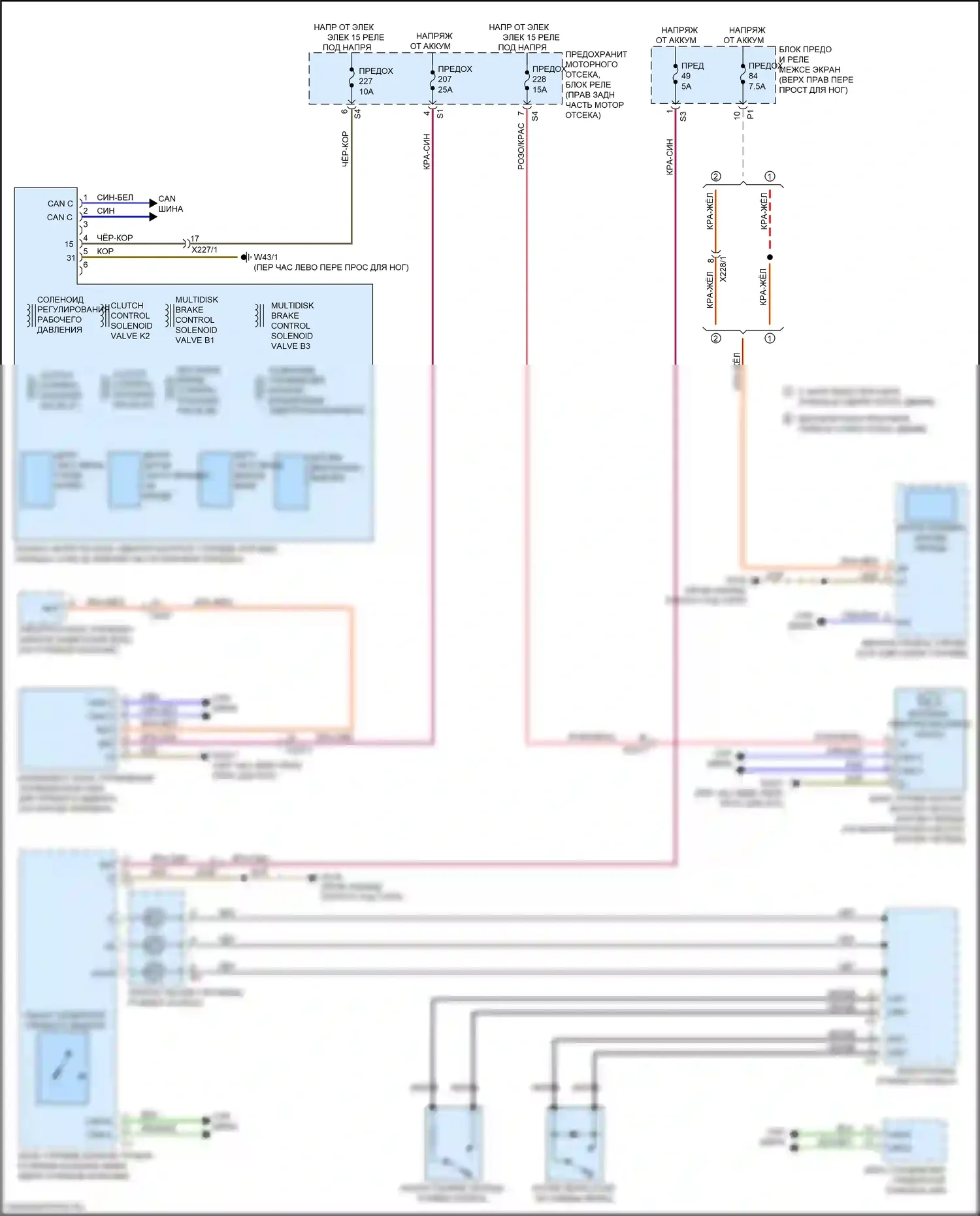 Metris Mercedes-Benz W447 (2015-2024): Электросхема коробки передач 