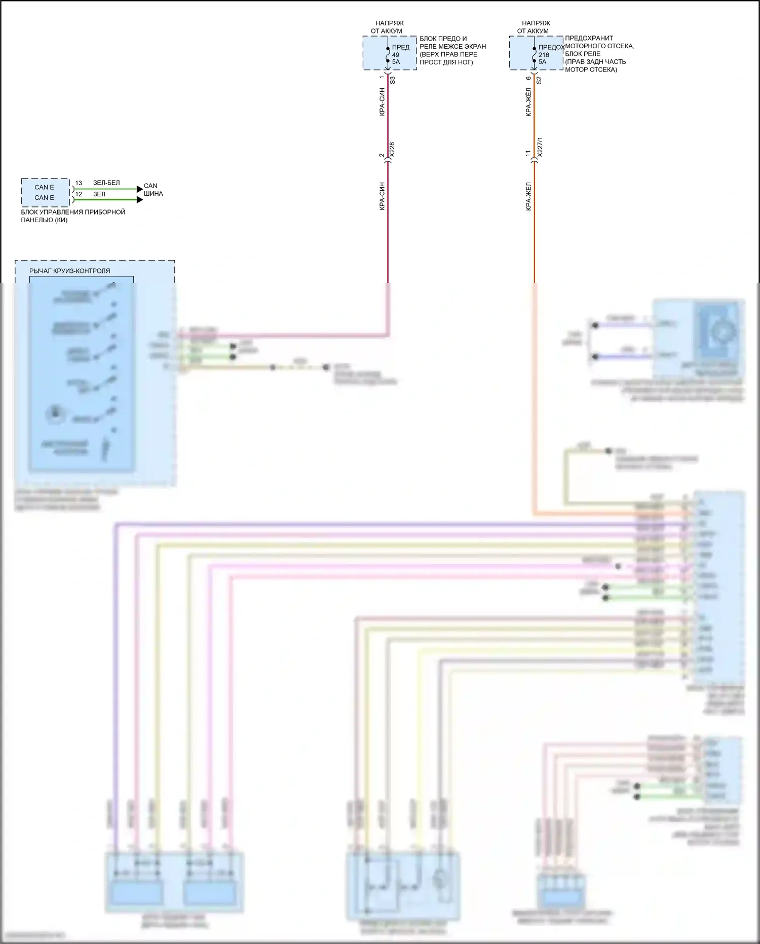 Metris Mercedes-Benz W447 (2015-2024): Электросхема круиз-контроля 