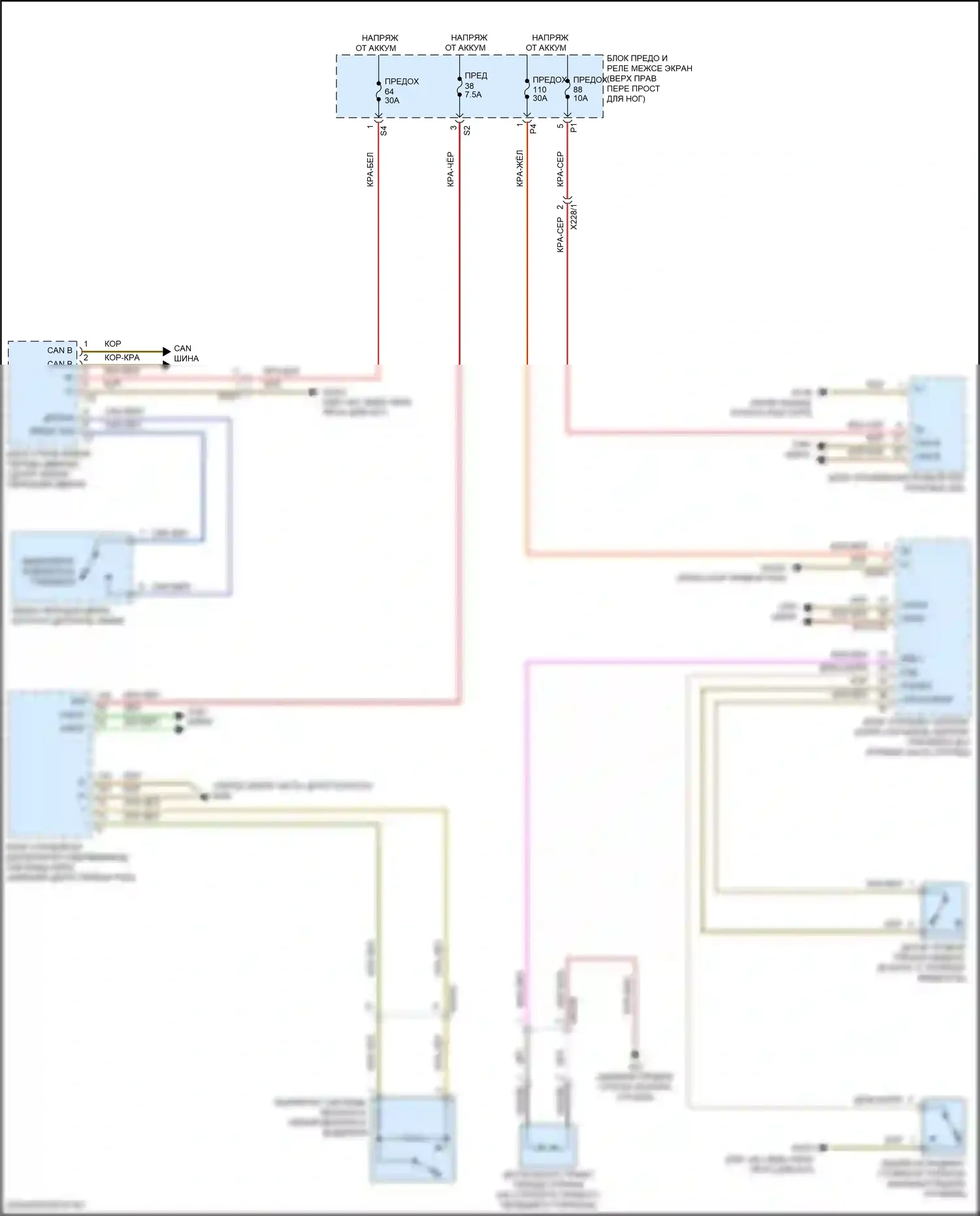 Metris Mercedes-Benz W447 (2015-2024): Электросхема предупредительного ремня безопасности 