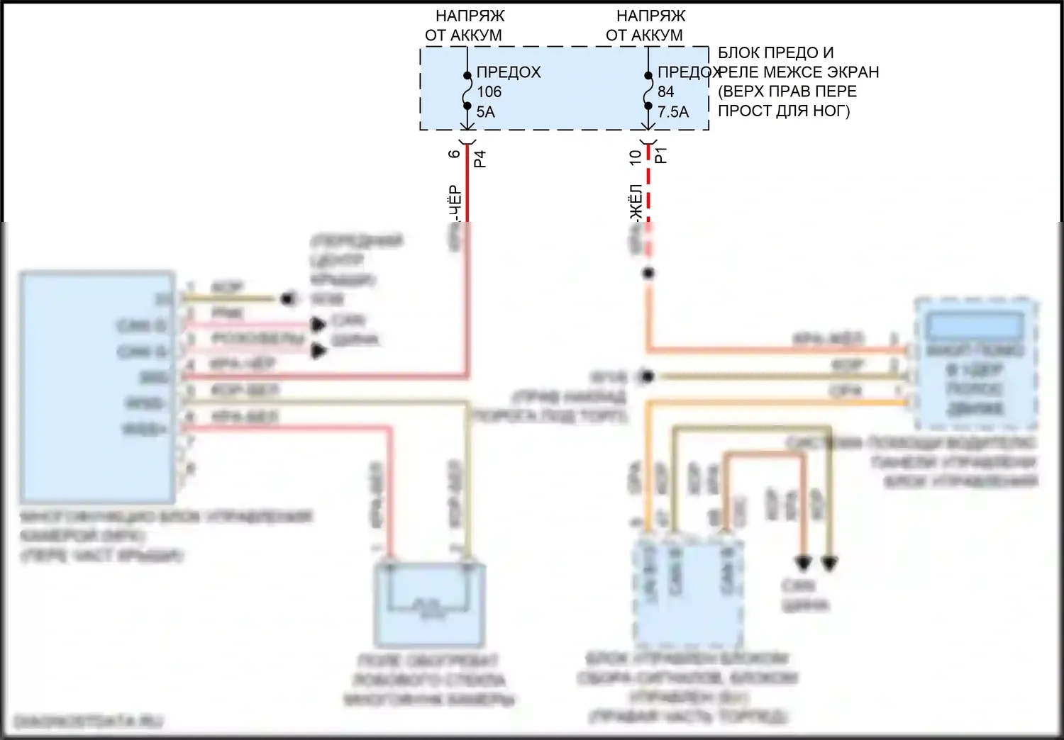 Metris Mercedes-Benz W447 (2015-2024): Электросхема многофункциональной камеры 