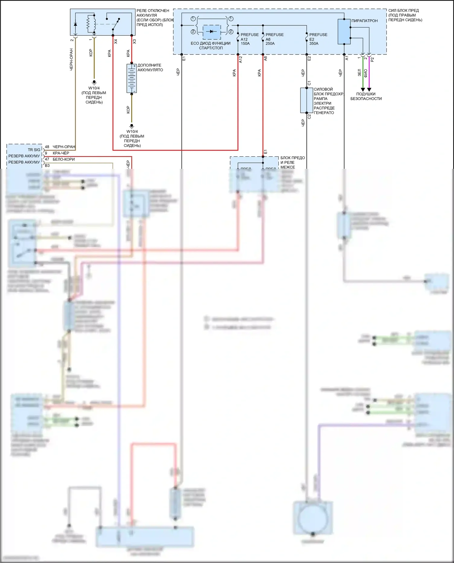 Metris Mercedes-Benz W447 (2015-2024): Электросхема генератора 