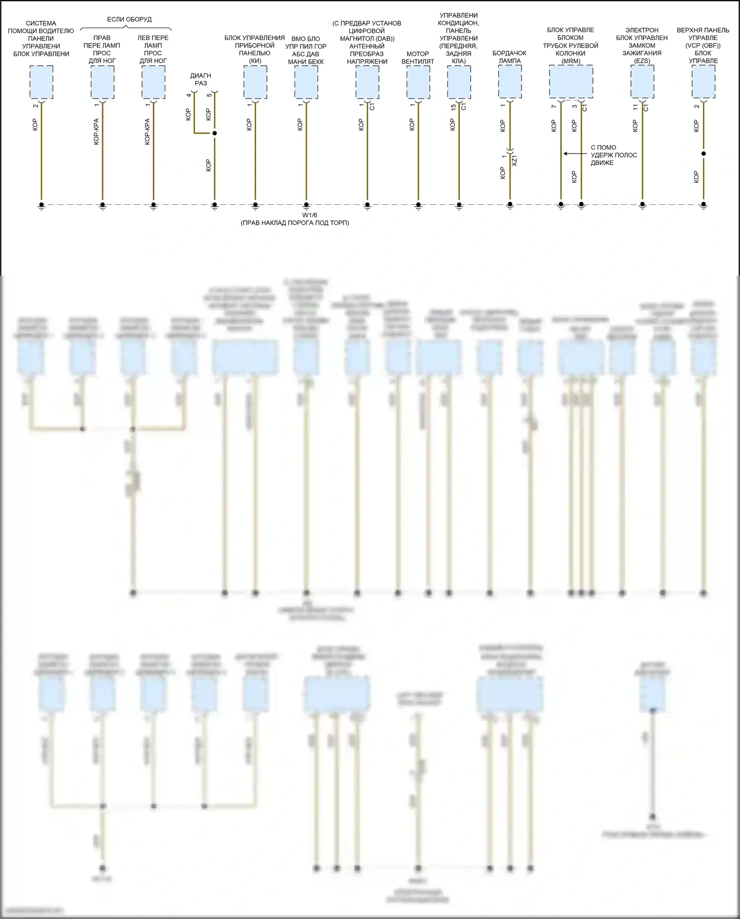 Metris Mercedes-Benz W447 (2015-2024): Электросхема точек подключения масс (4 из 4) 