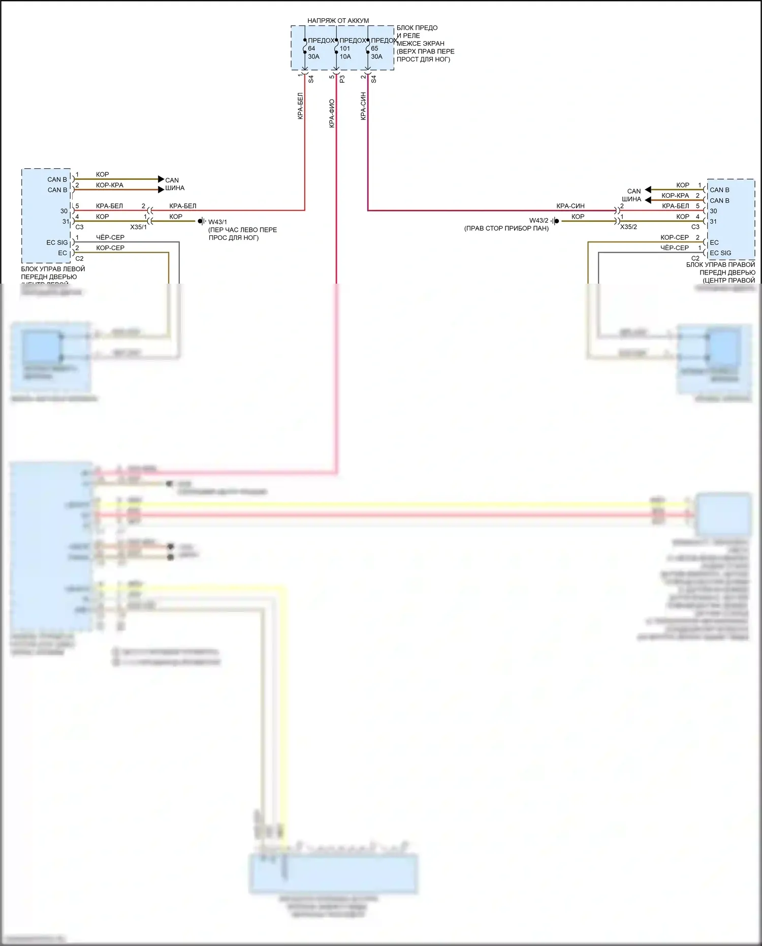 Metris Mercedes-Benz W447 (2015-2024): Электросхема автоматического дневного/ночного зеркала 