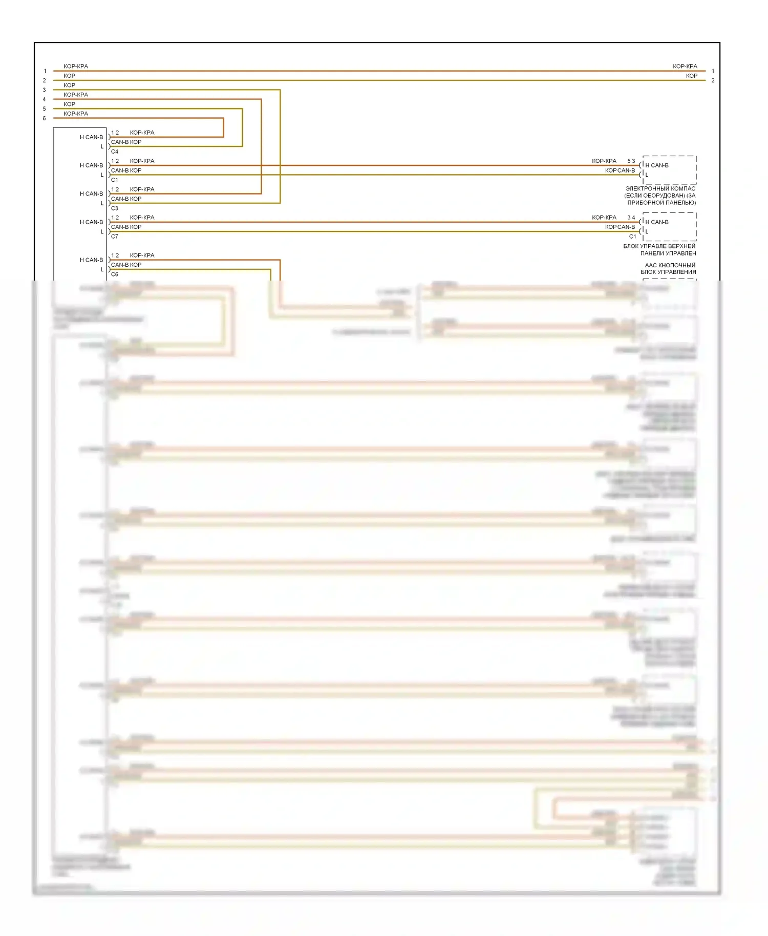 R-класс Mercedes-Benz W251 рестайлинг (2007-2010): Электросхема шины высокого/низкого уровня (2 из 3) 