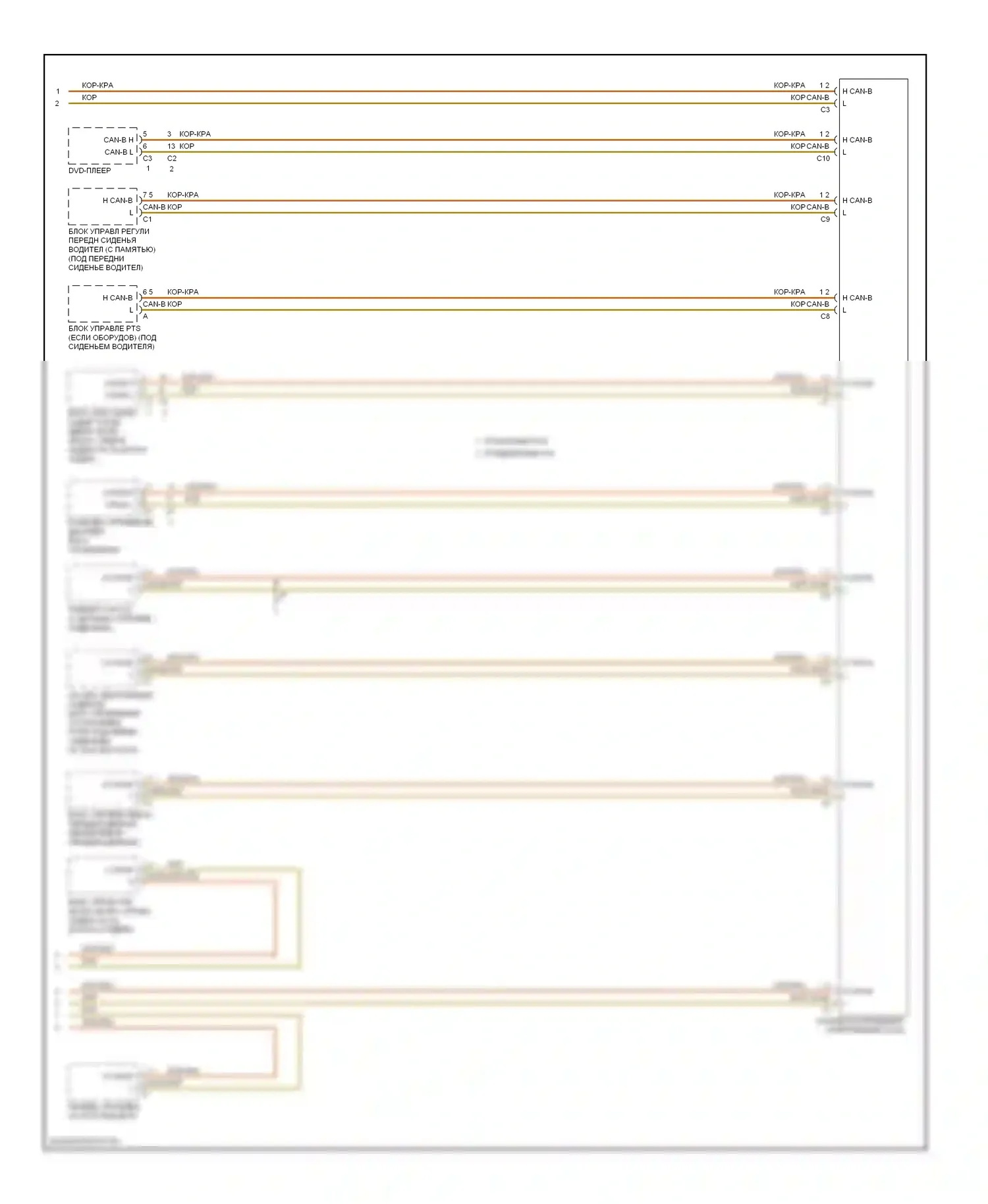 R-класс Mercedes-Benz W251 рестайлинг (2007-2010): Электросхема шины высокого/низкого уровня (3 из 3) 