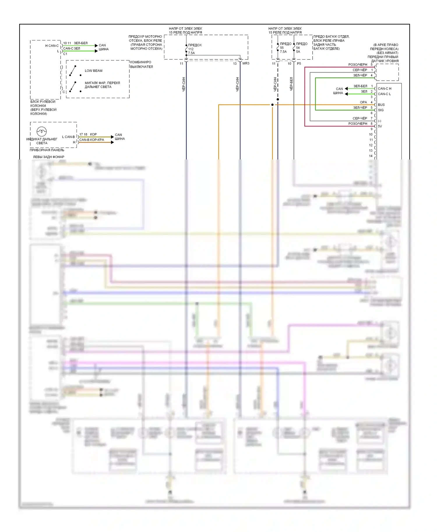R-класс Mercedes-Benz W251 рестайлинг (2007-2010): Электросхема фар 