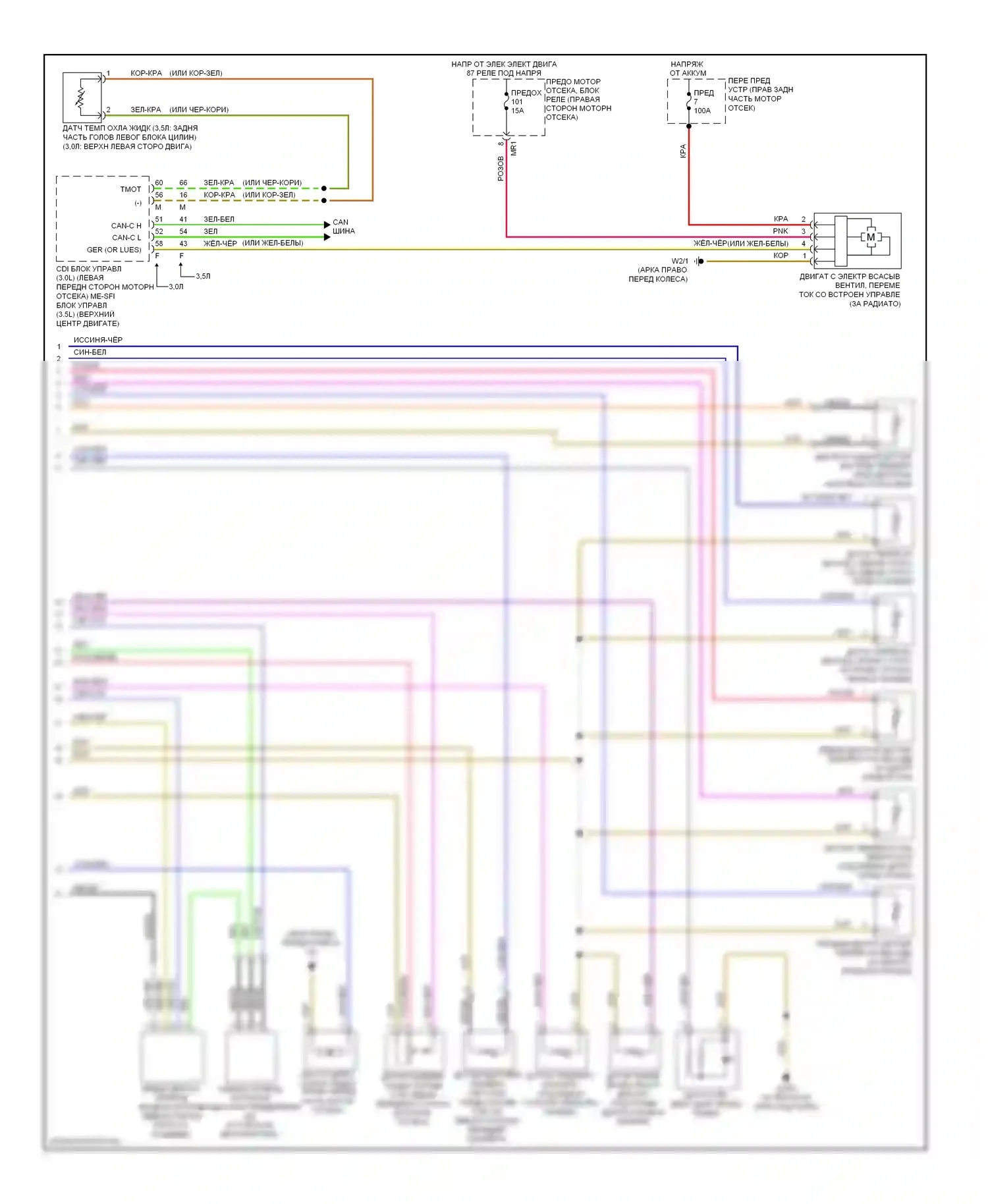 R-класс Mercedes-Benz W251 рестайлинг (2007-2010): Электросхема климат контроля, без термотропного (2 из 2) 