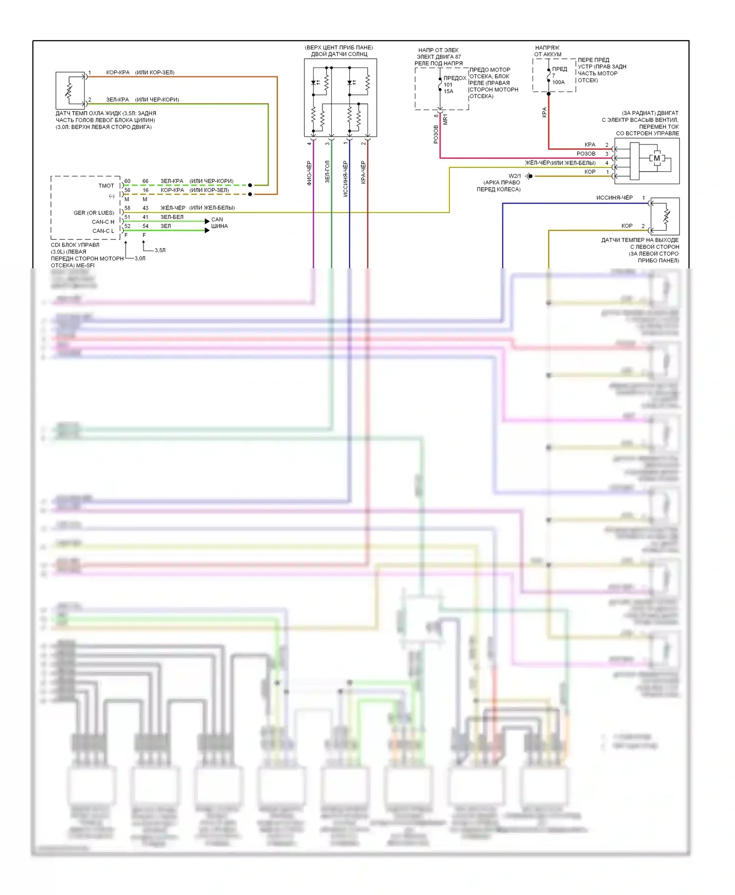 R-класс Mercedes-Benz W251 рестайлинг (2007-2010): Электросхема климат контроля, с термотропным (3 из 3) 