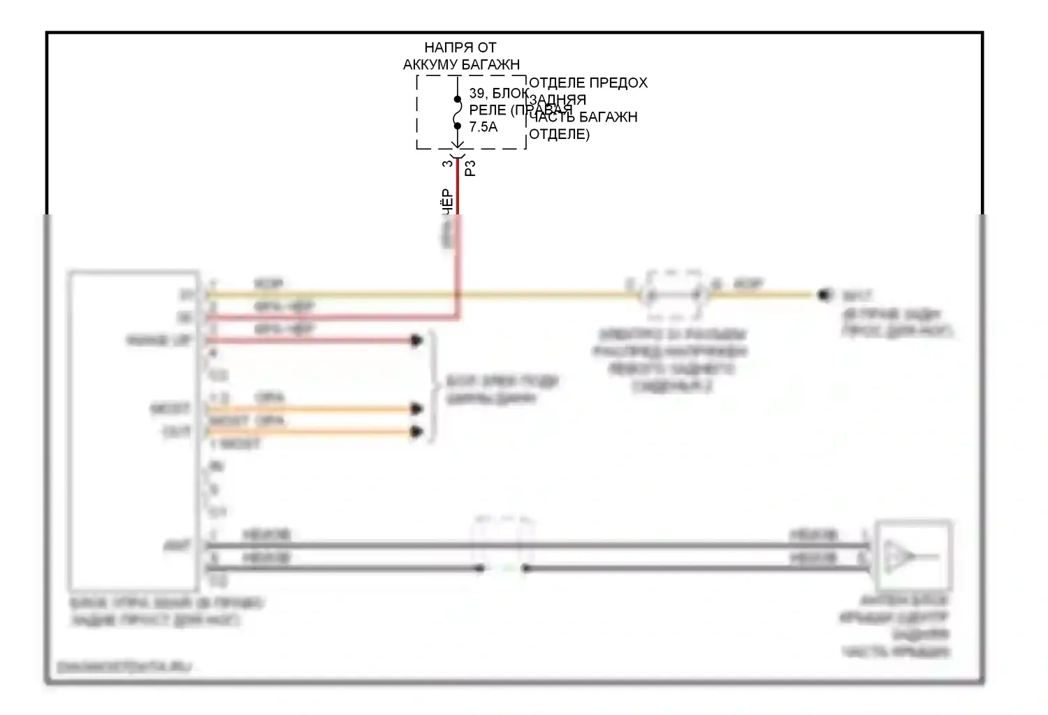 R-класс Mercedes-Benz W251 рестайлинг (2007-2010): Электросхема спутниковой магнитолы 