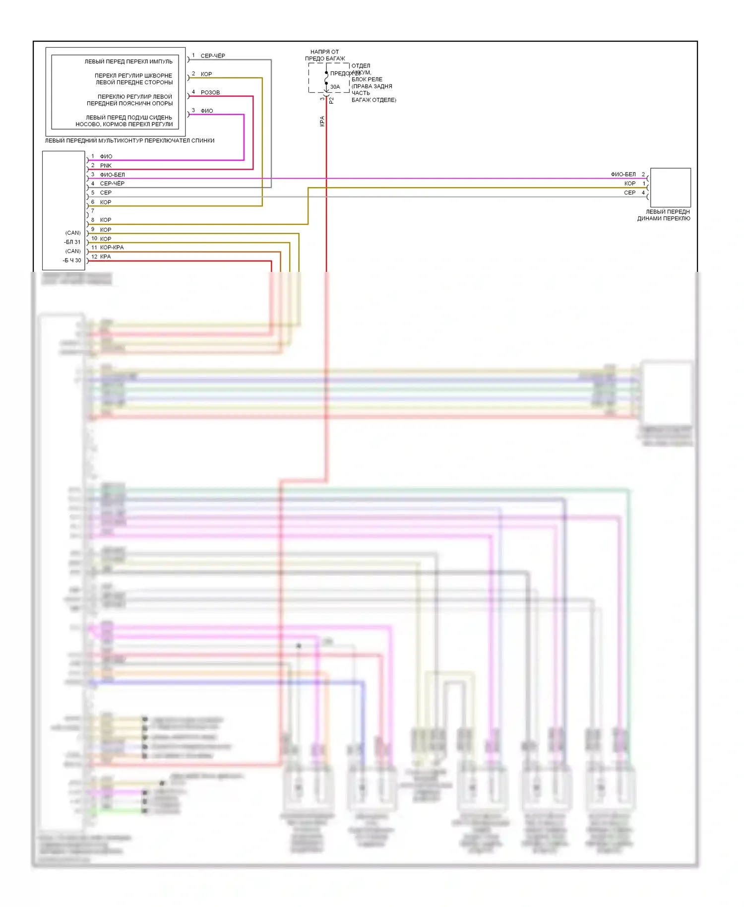 R-класс Mercedes-Benz W251 рестайлинг (2007-2010): Электросхема сиденья памяти водителя 