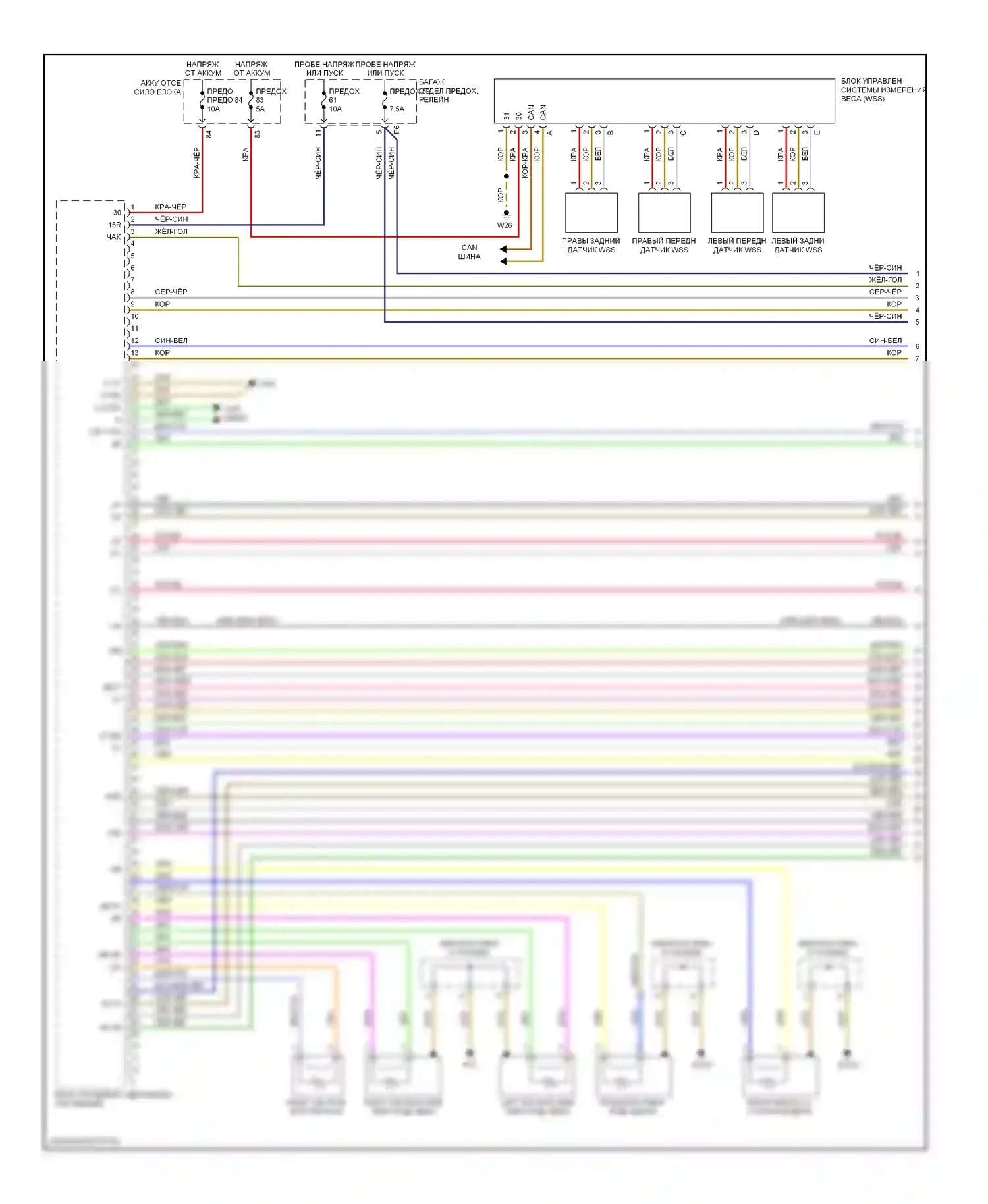 R-класс Mercedes-Benz W251 рестайлинг (2007-2010): Электросхема подушек безопасности (1 из 3) 