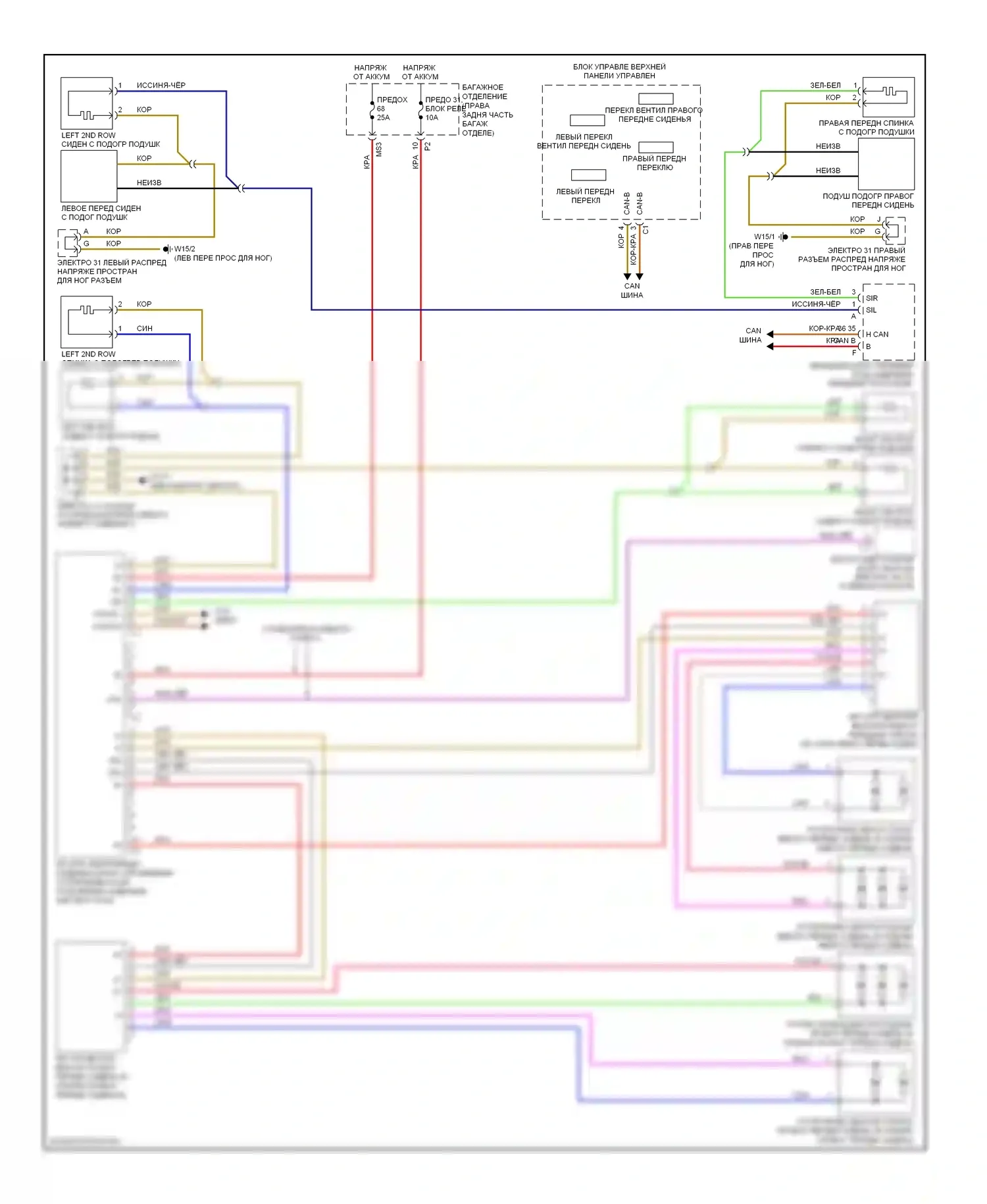 R-класс Mercedes-Benz W251 рестайлинг (2007-2010): Электросхема вентиляции и подогрева сидений 