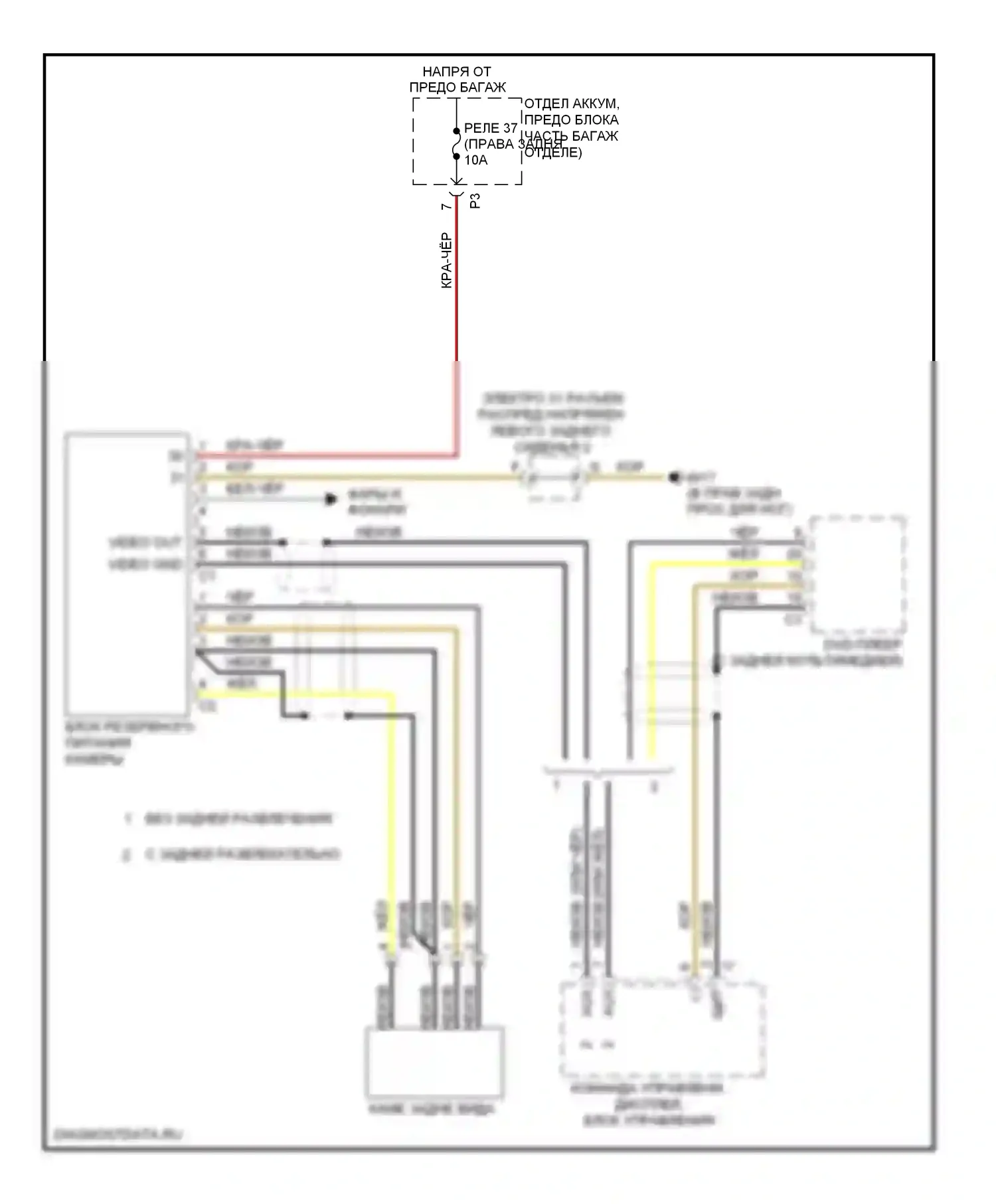R-класс Mercedes-Benz W251 рестайлинг (2007-2010): Электросхема задней камеры 