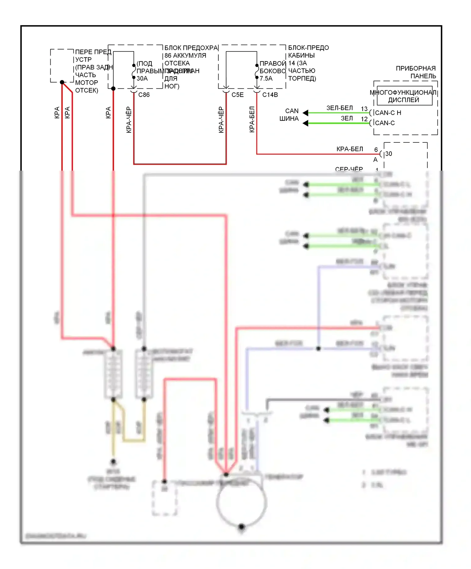 R-класс Mercedes-Benz W251 рестайлинг (2007-2010): Электросхема генератора 