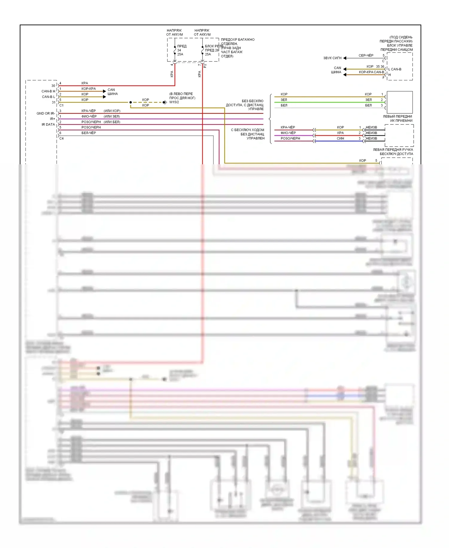 R-класс Mercedes-Benz W251 рестайлинг (2007-2010): Электросхема автоматического центрального замка (1 из 2) 