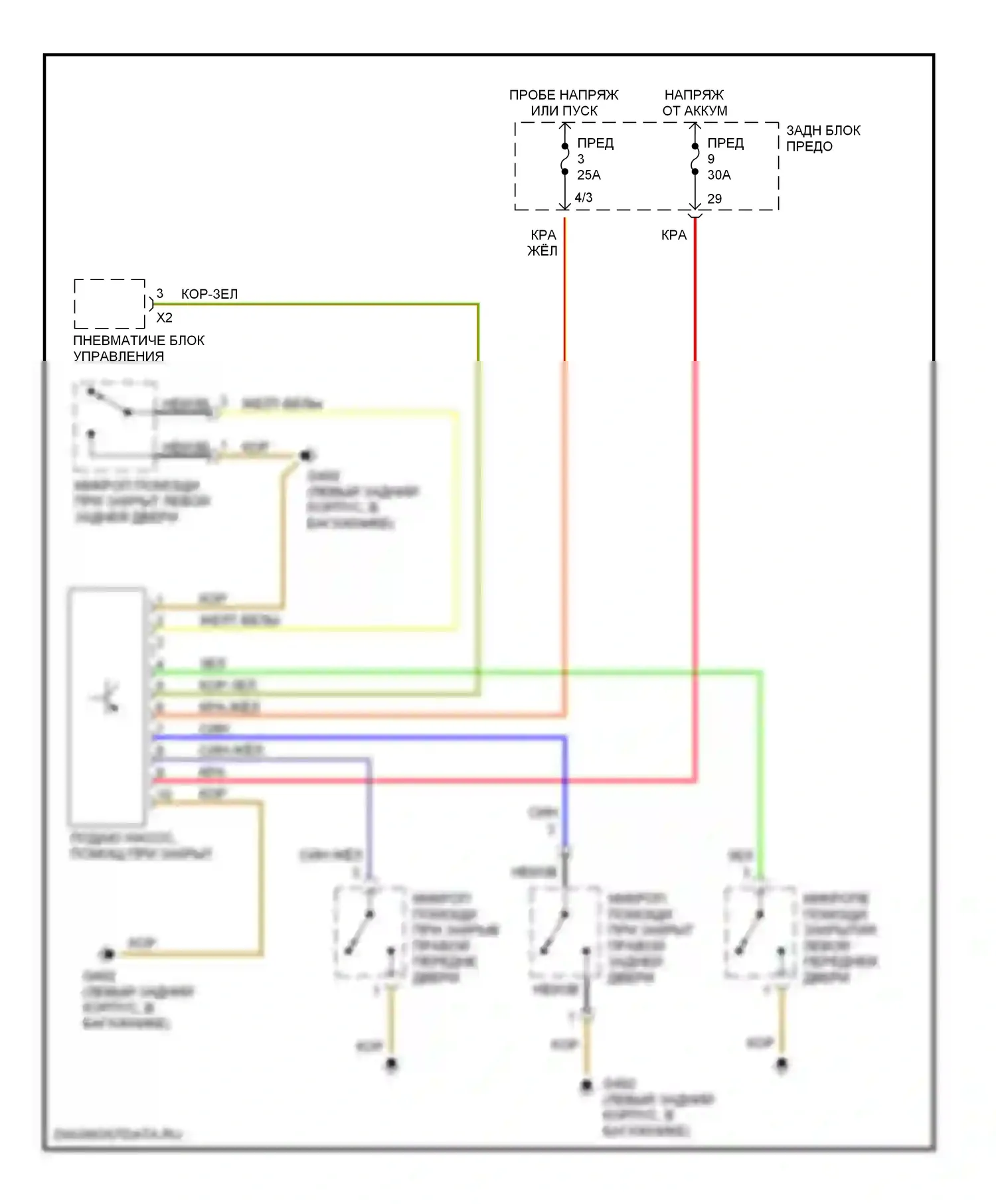 S-класс Mercedes-Benz W140 рестайлинг (1994-1999): Электросхема помощи при закрытии двери 