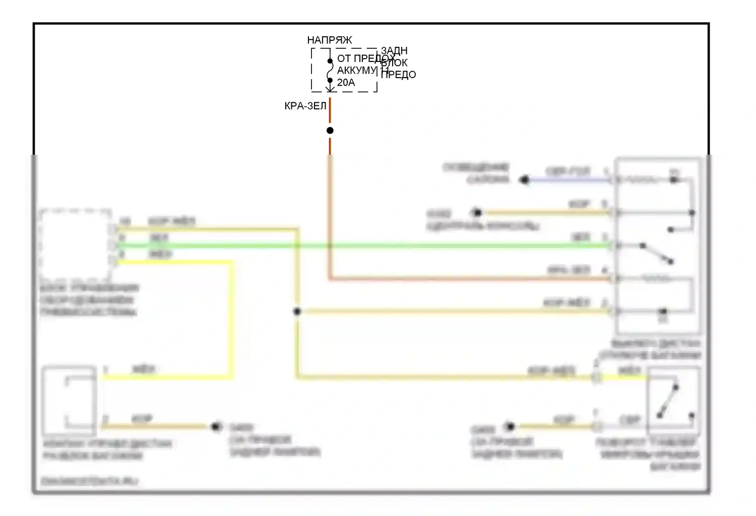 S-класс Mercedes-Benz W140 рестайлинг (1994-1999): Электросхема разъединения багажника 
