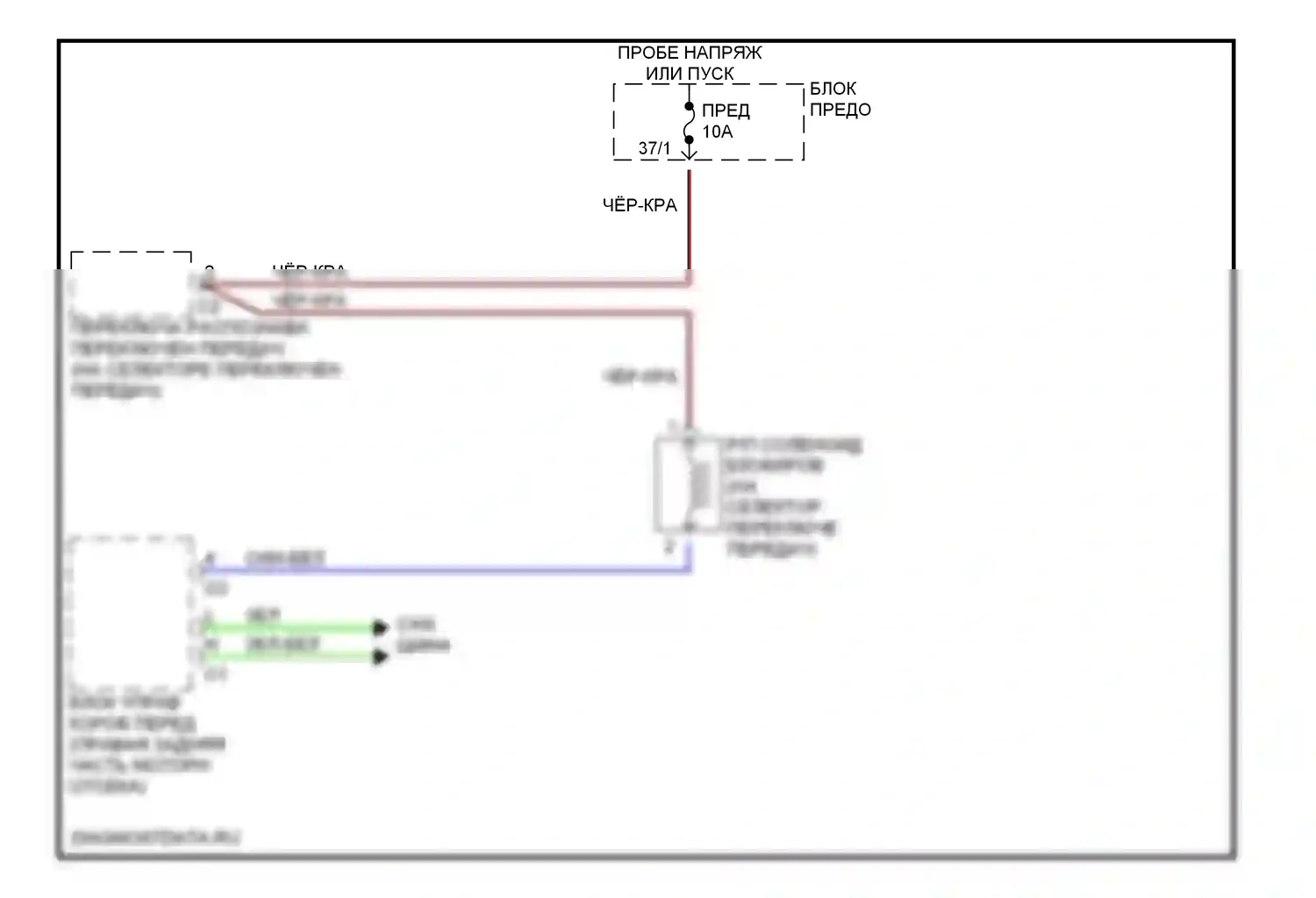 S-класс Mercedes-Benz W140 рестайлинг (1994-1999): Электросхема блокировки селектора 