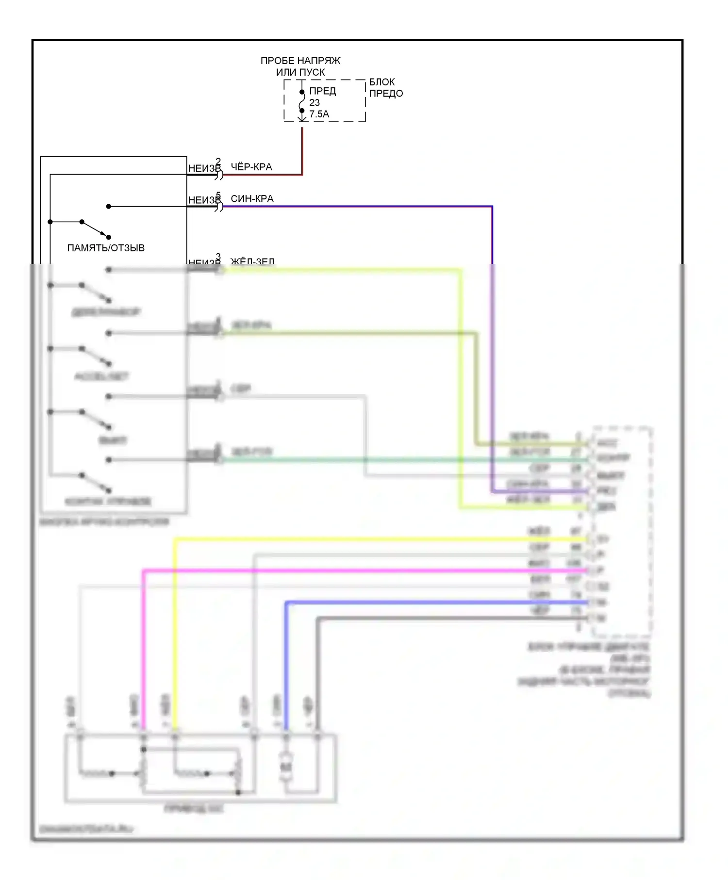 S-класс Mercedes-Benz W140 рестайлинг (1994-1999): Электросхема круиз-контроля 