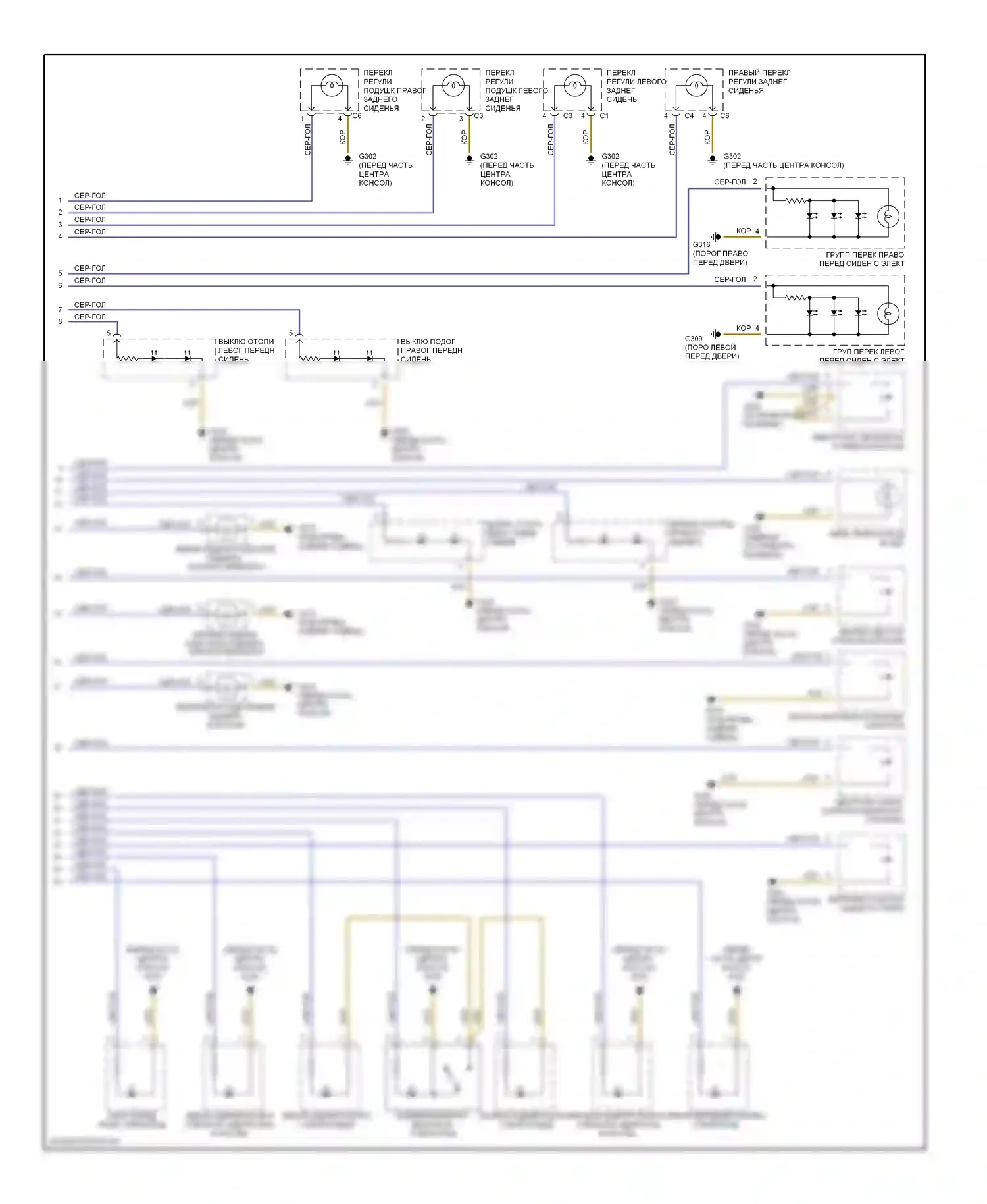 S-класс Mercedes-Benz W140 рестайлинг (1994-1999): Электросхема подсветки приборной панели (2 из 2) 