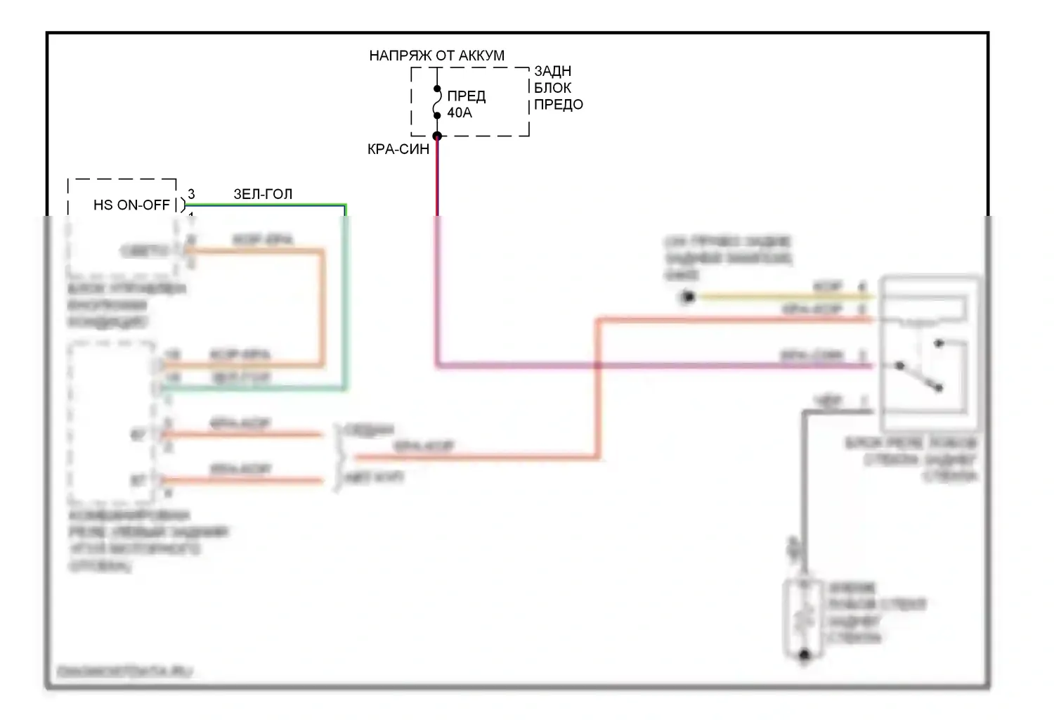 S-класс Mercedes-Benz W140 рестайлинг (1994-1999): Электросхема подогрева 
