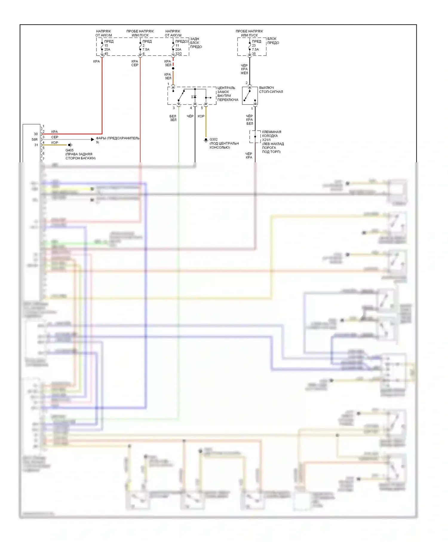 S-класс Mercedes-Benz W140 рестайлинг (1994-1999): Сигнализации электросхема 