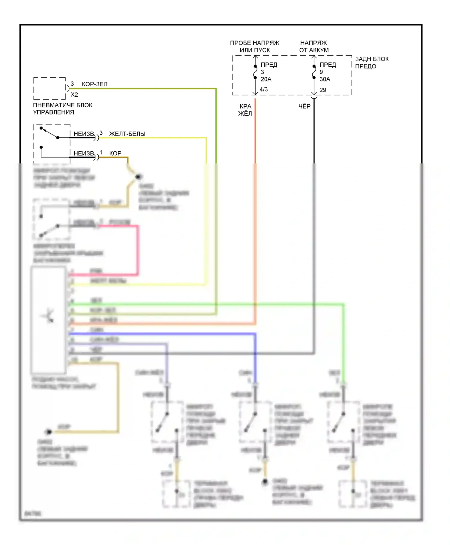 S-класс Mercedes-Benz W140 (1991-1998): Электросхема помощи при закрытии двери 