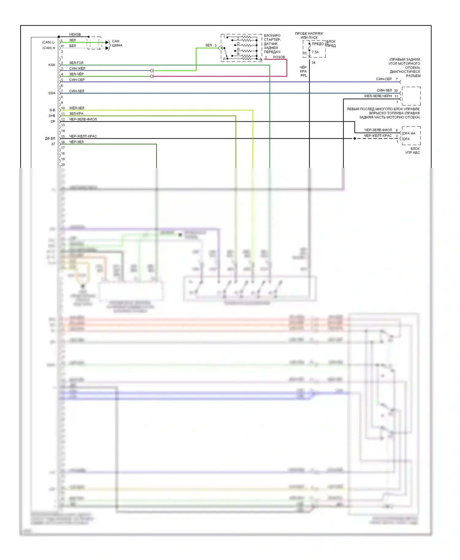 S-класс Mercedes-Benz W140 (1991-1998): Электросхема управления крейсерской скоростью/скоростью холостого хода 