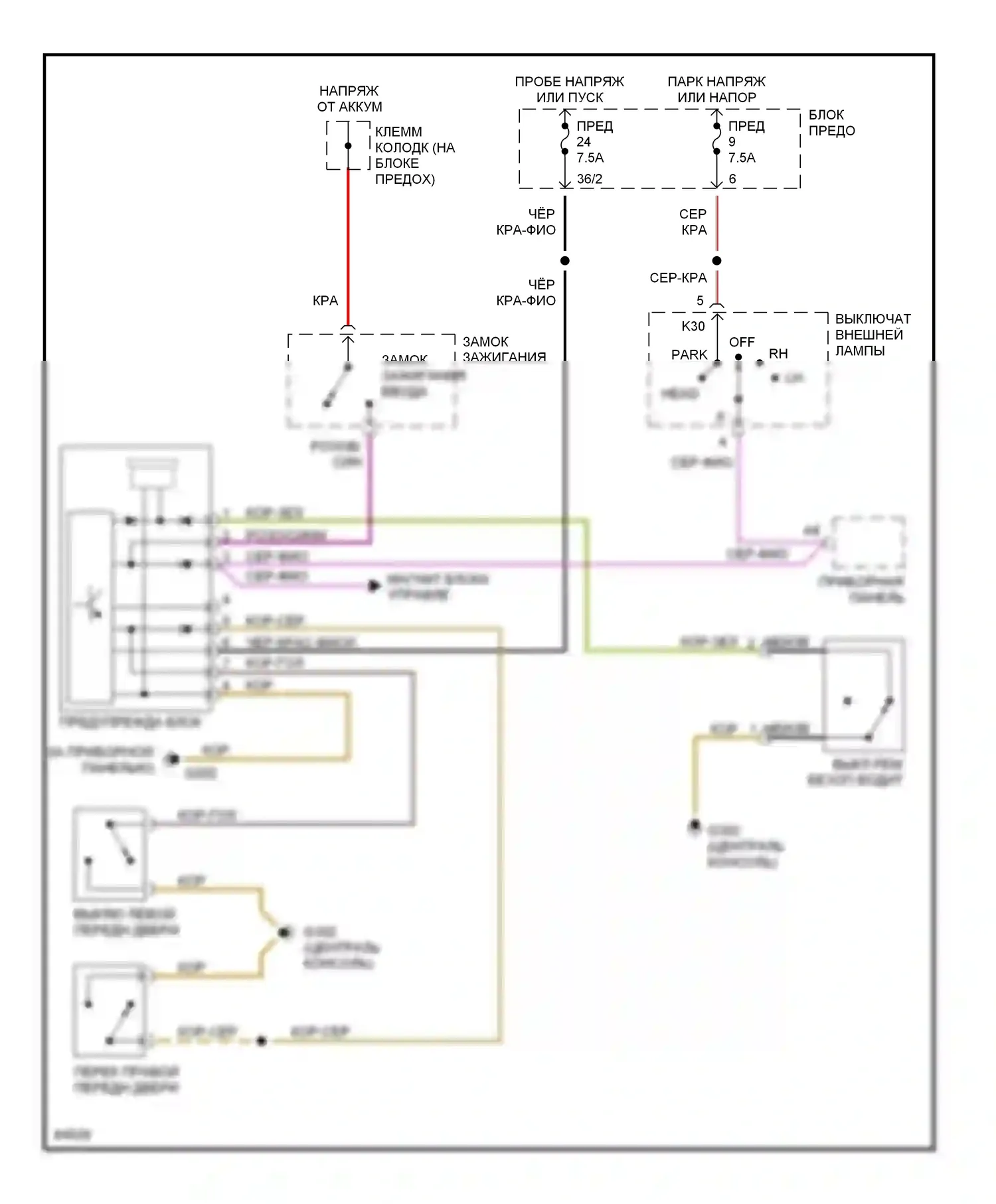 S-класс Mercedes-Benz W140 (1991-1998): Электросхемы системы оповещения 