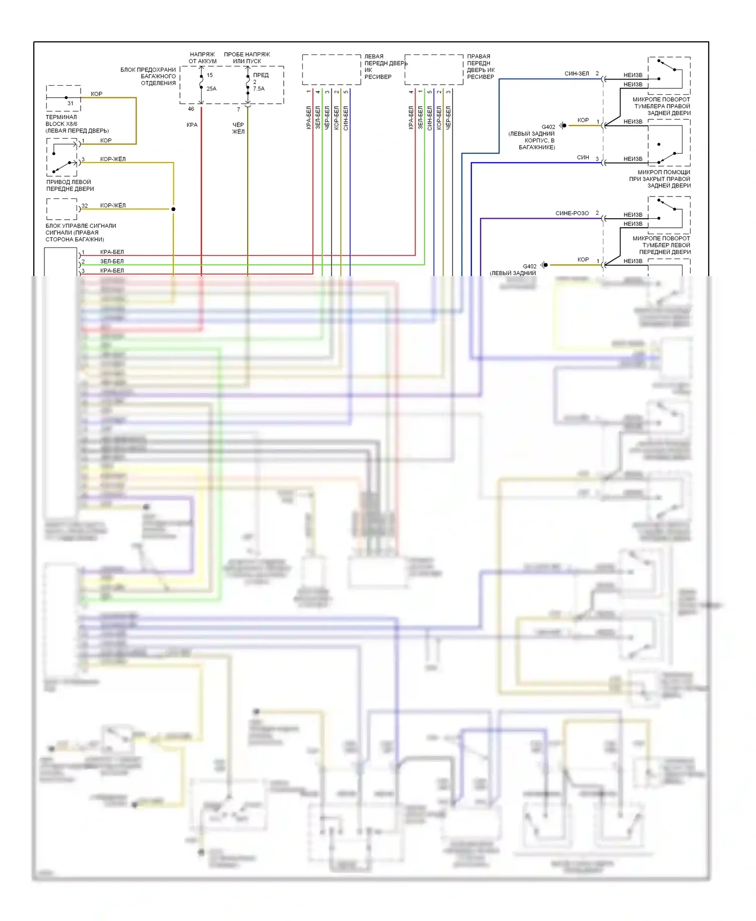 S-класс Mercedes-Benz W140 (1991-1998): Инфракрасная электросхема центрального замка 
