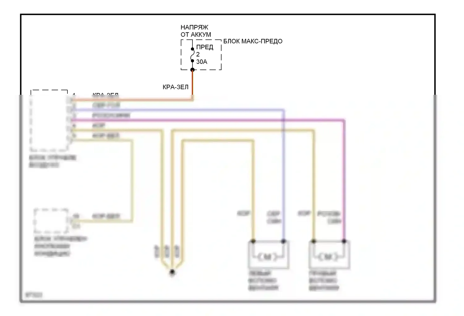 S-класс Mercedes-Benz W140 (1991-1998): Электросхема вентилятора охлаждения 