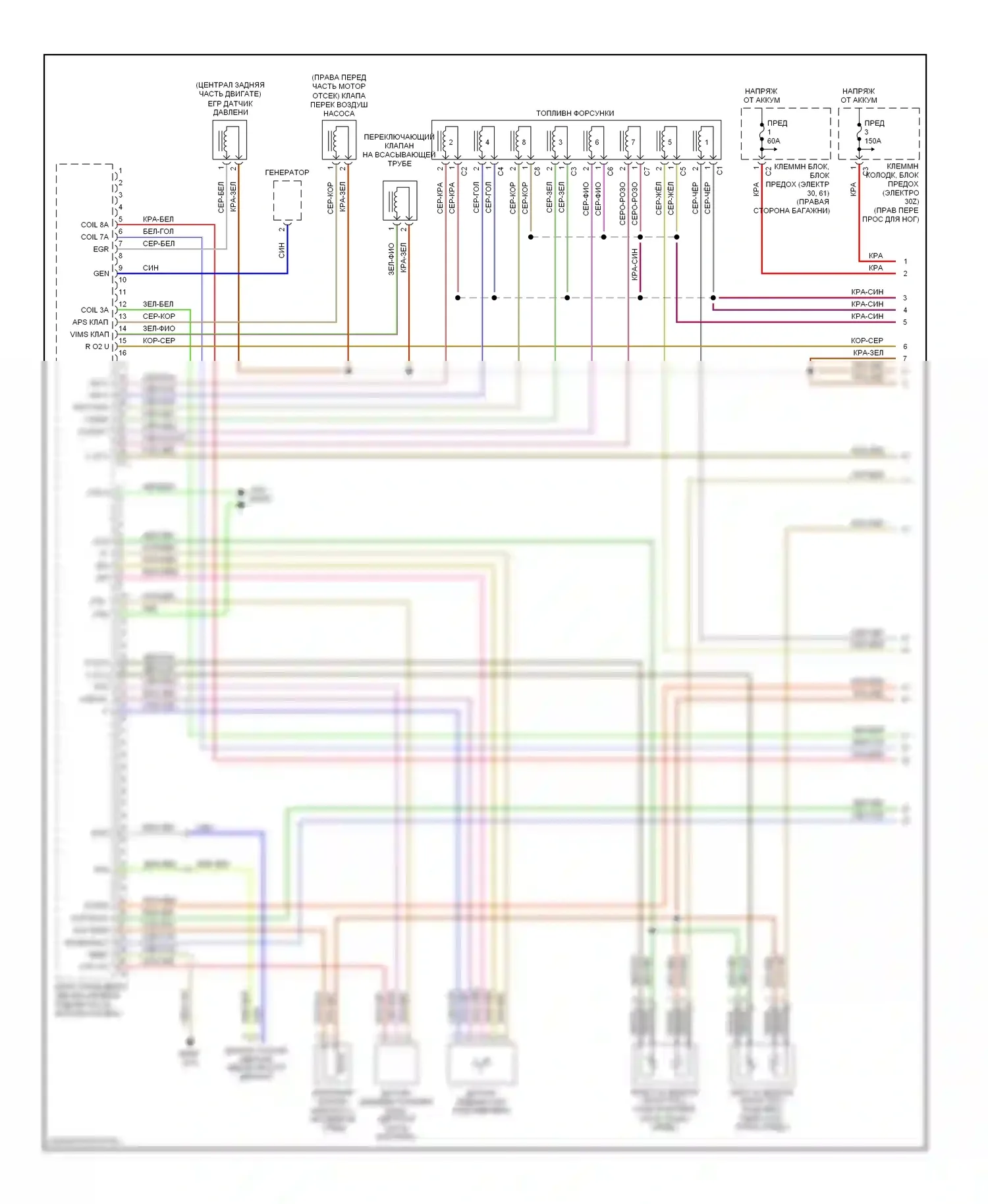 S-класс Mercedes-Benz W220 рестайлинг (2002-2005): Электросхема двигателя 5.0l (1 из 3) 