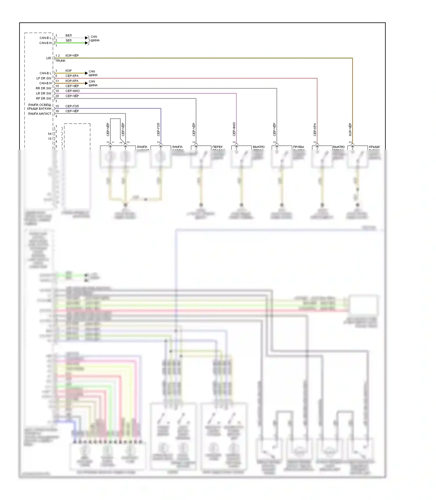 S-класс Mercedes-Benz W220 рестайлинг (2002-2005): Электросхема освещения салона (1 из 4) 