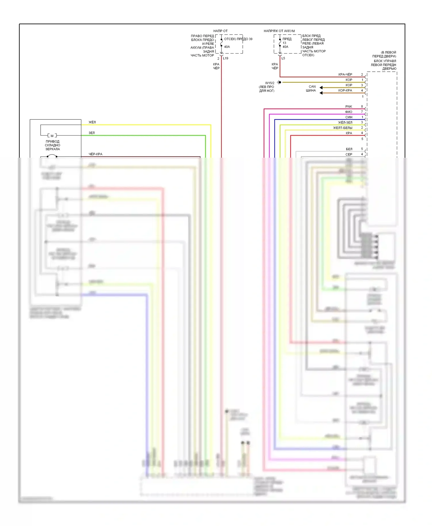 S-класс Mercedes-Benz W220 рестайлинг (2002-2005): Электросхема зеркал памяти 