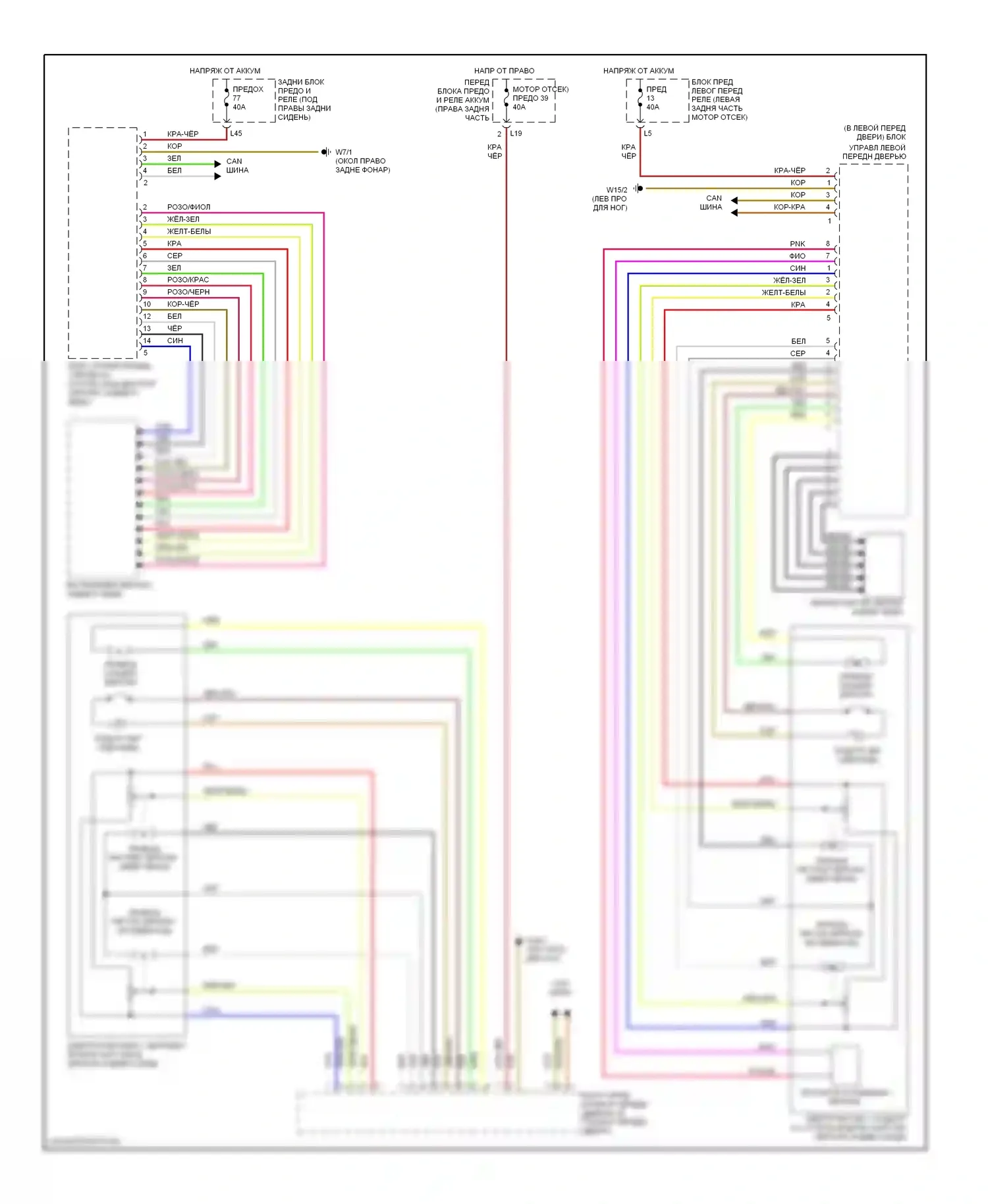 S-класс Mercedes-Benz W220 рестайлинг (2002-2005): Электросхема управления зеркалами заднего вида 