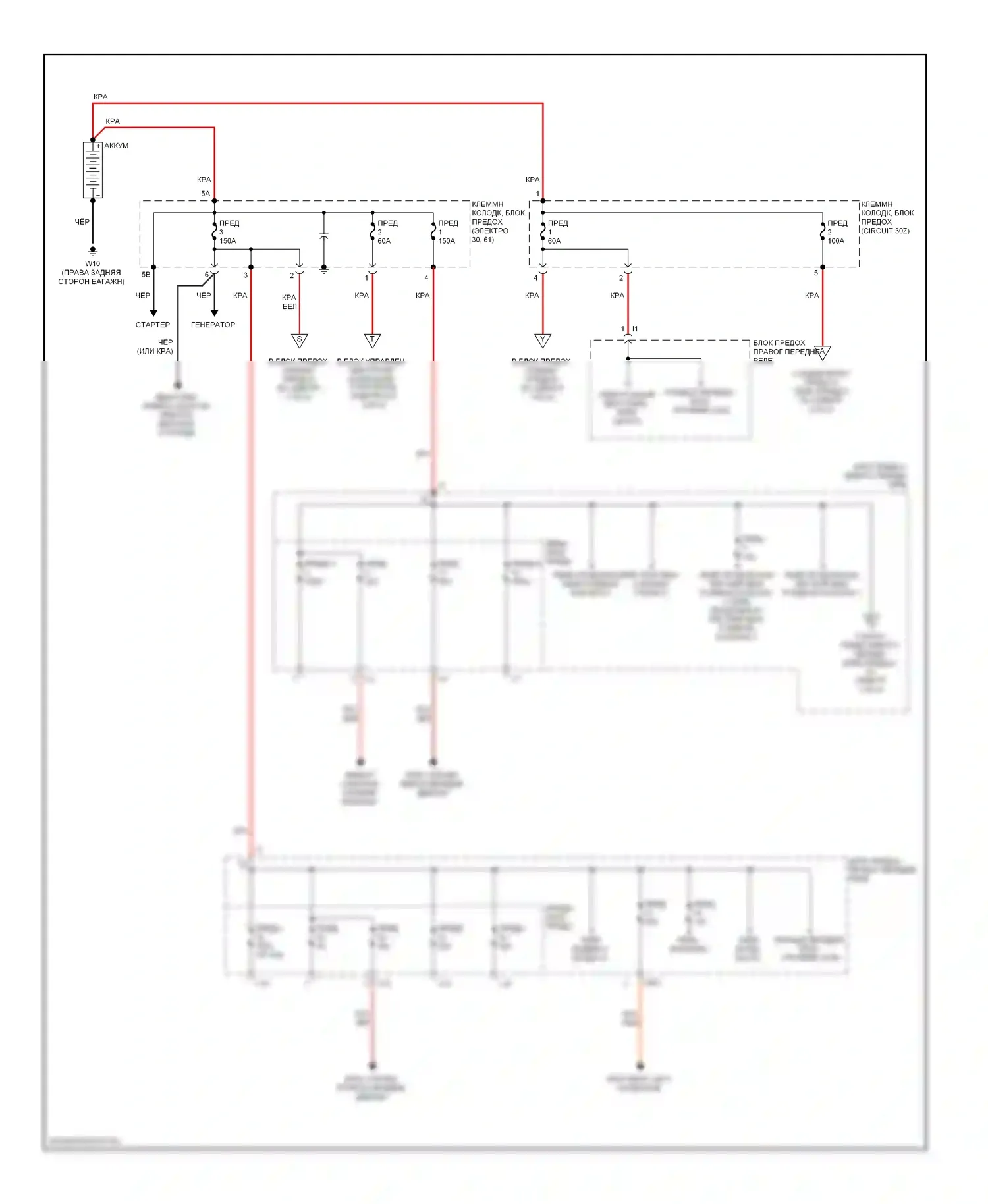 S-класс Mercedes-Benz W220 (1998-2005): Электросхема блока предохранителей реле (1 из 4) 
