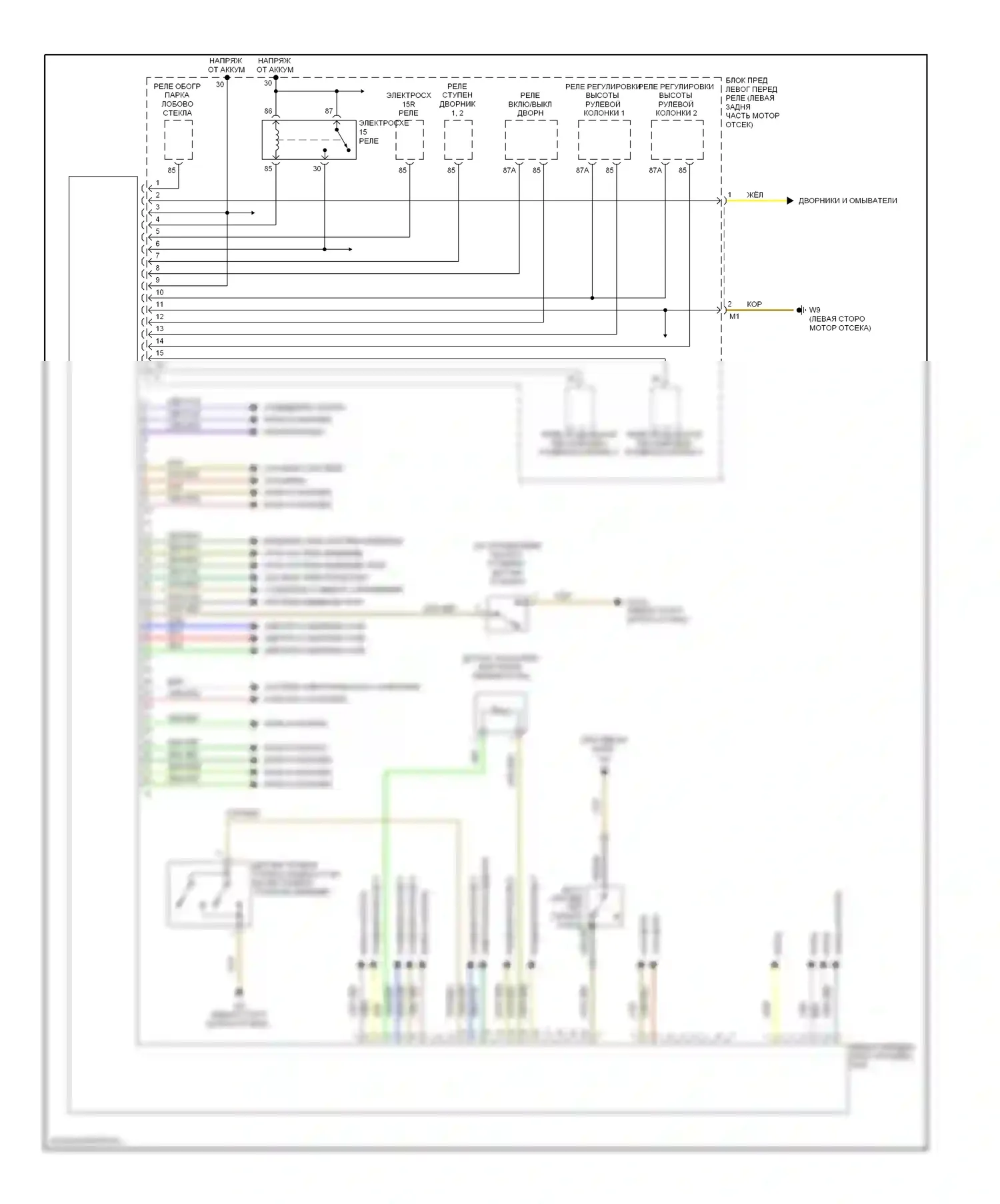 S-класс Mercedes-Benz W220 (1998-2005): Электросхема левого переднего блока управления sam 