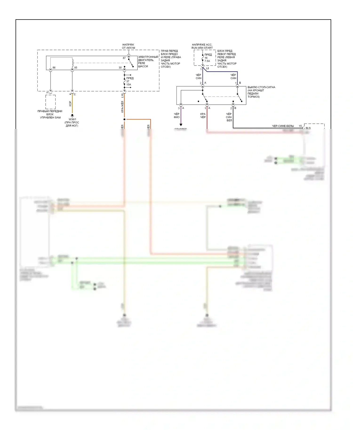 S-класс Mercedes-Benz W220 (1998-2005): Электросхема блокировки селектора 