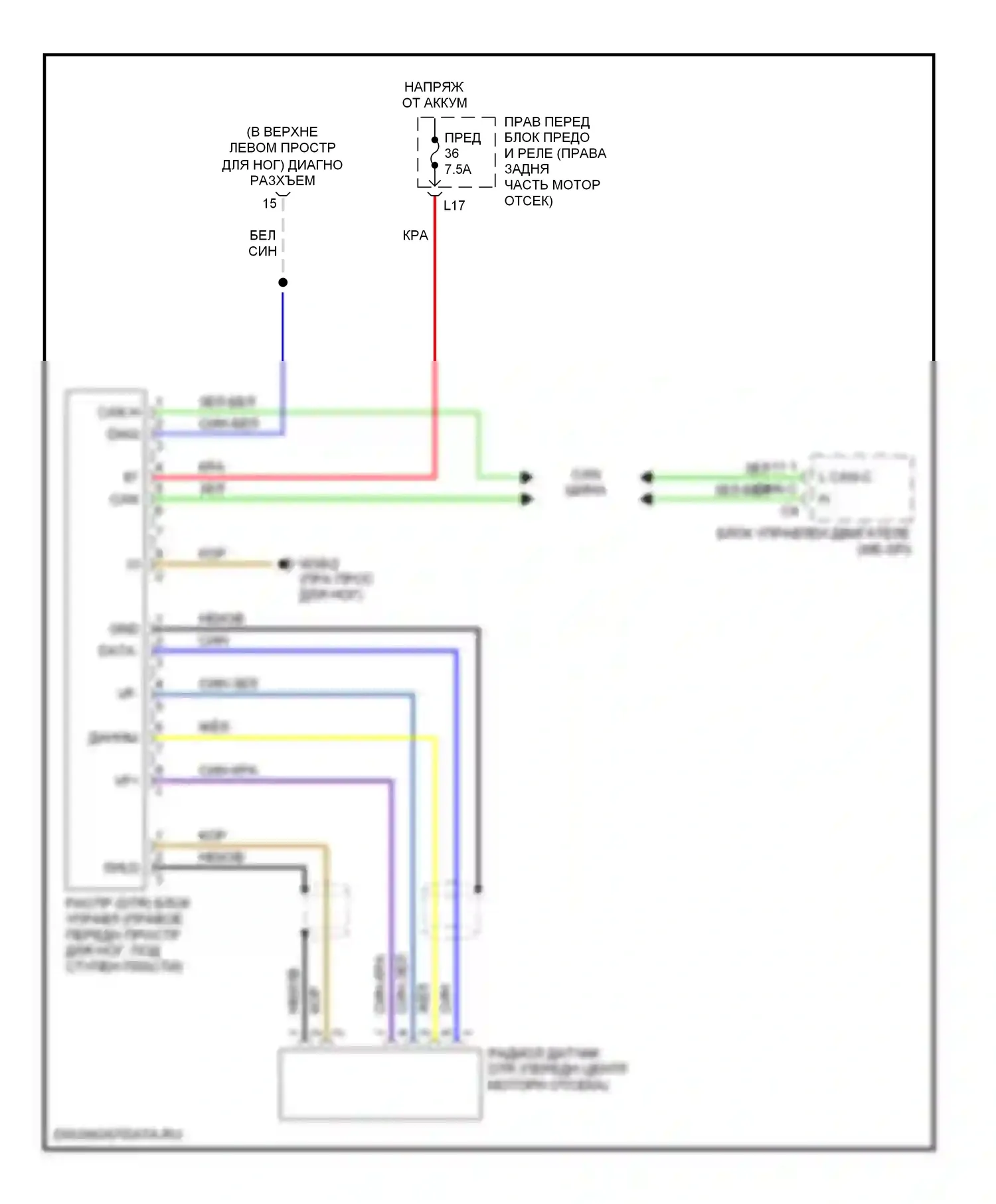 S-класс Mercedes-Benz W220 (1998-2005): Электросхема электронного акселератора/круиз-регулятора/регулятора холостого хода, раннего выпуска 