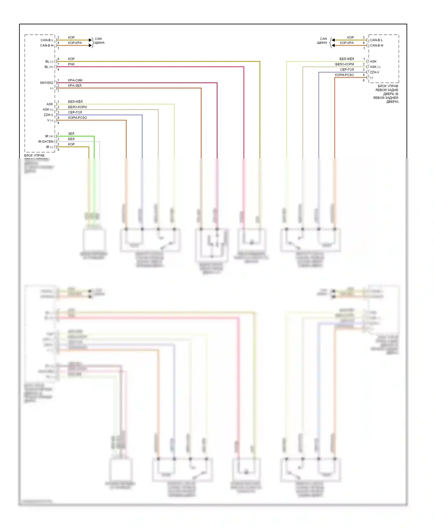 S-класс Mercedes-Benz W220 (1998-2005): Электросхема центрального замка (2 из 2) 