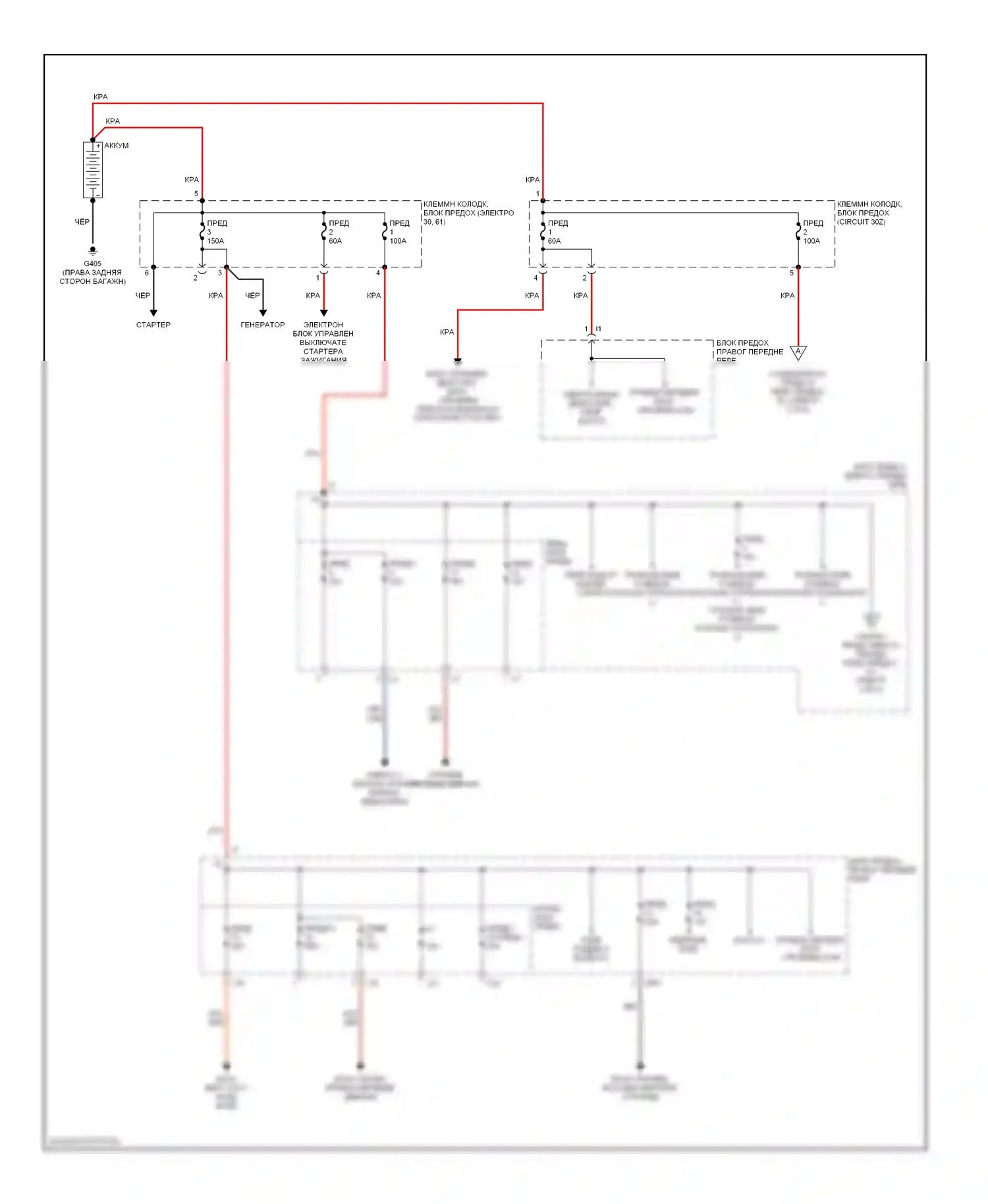 S-класс AMG Mercedes-Benz W220 (1999-2002): Электросхема блока предохранителей реле (1 из 4) 
