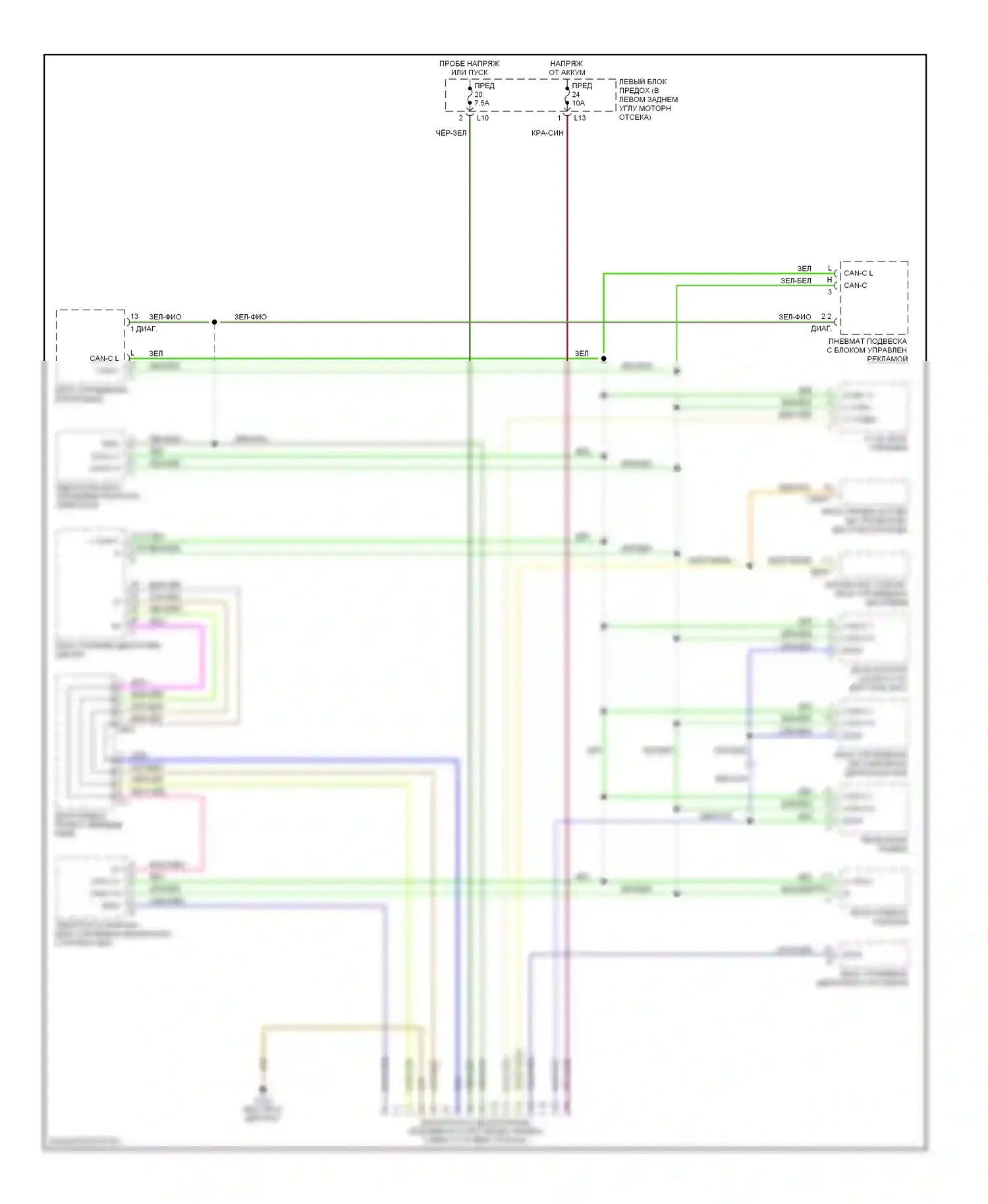 S-класс AMG Mercedes-Benz W220 (1999-2002): Электросхема диагностического разхъема 