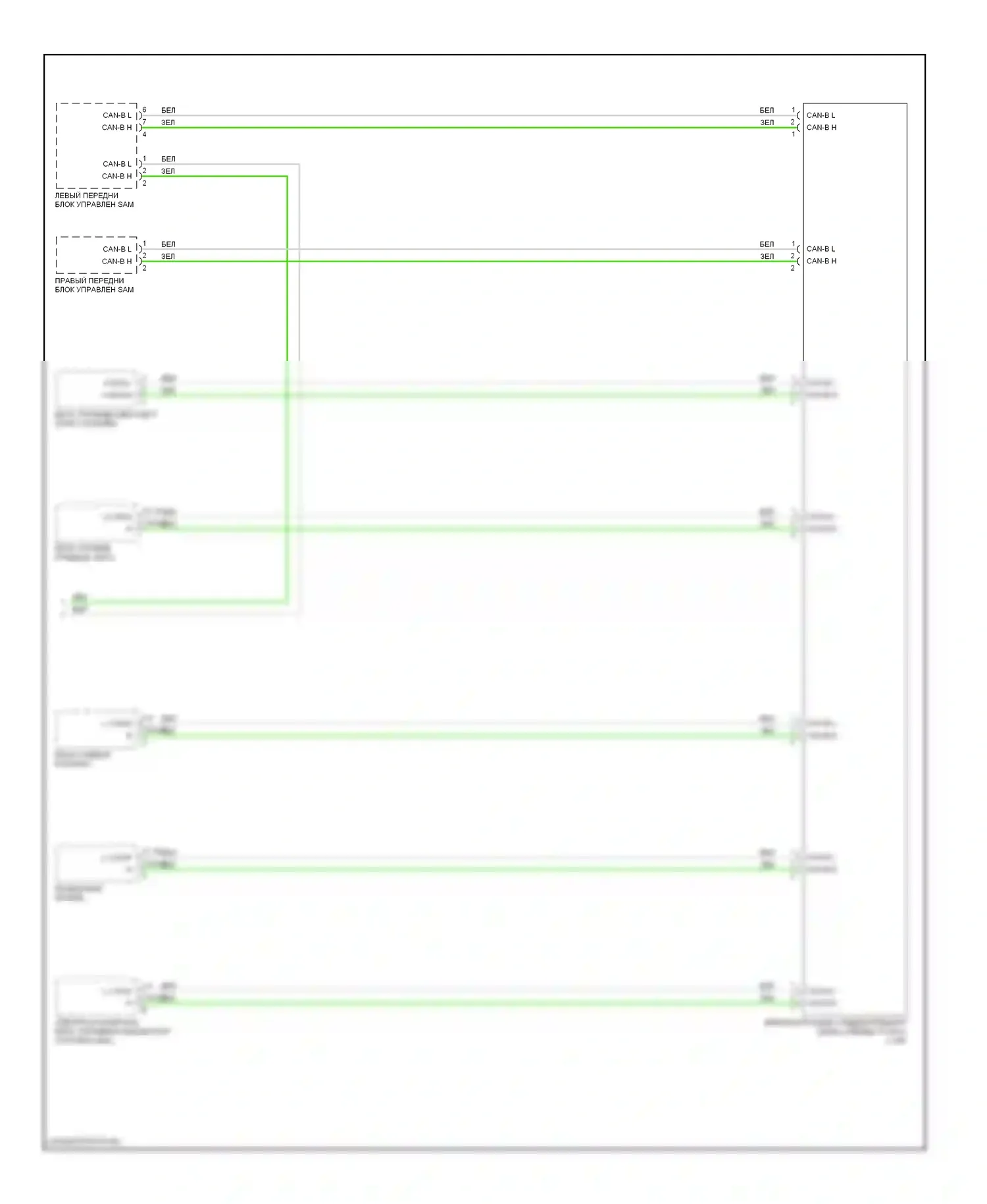 S-класс AMG Mercedes-Benz W220 (1999-2002): Электросхема шины высокого/низкого уровня (2 из 2) 